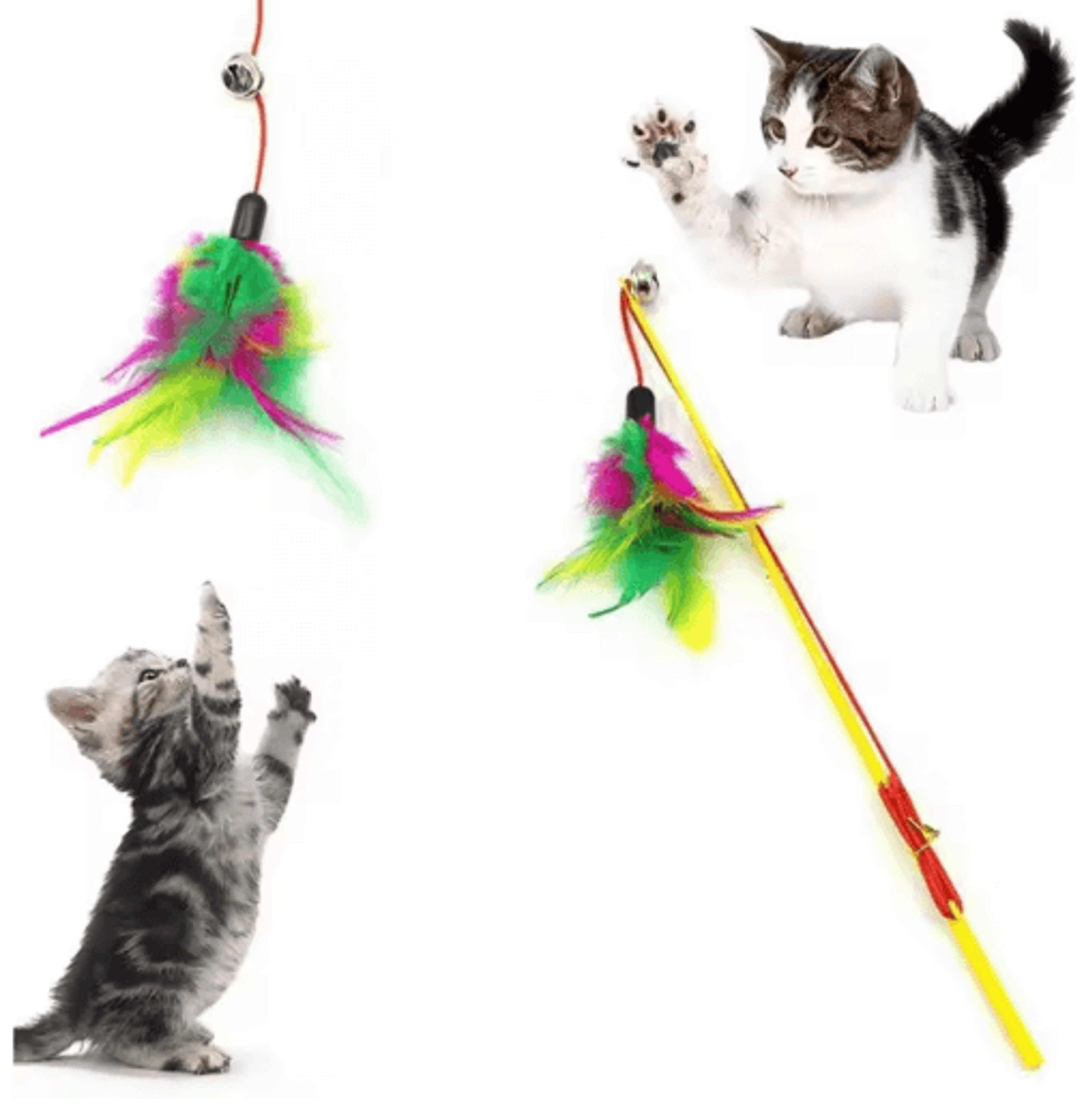 Interactive Feather Wand Cat Toy With Bells For Active Indoor Play 5