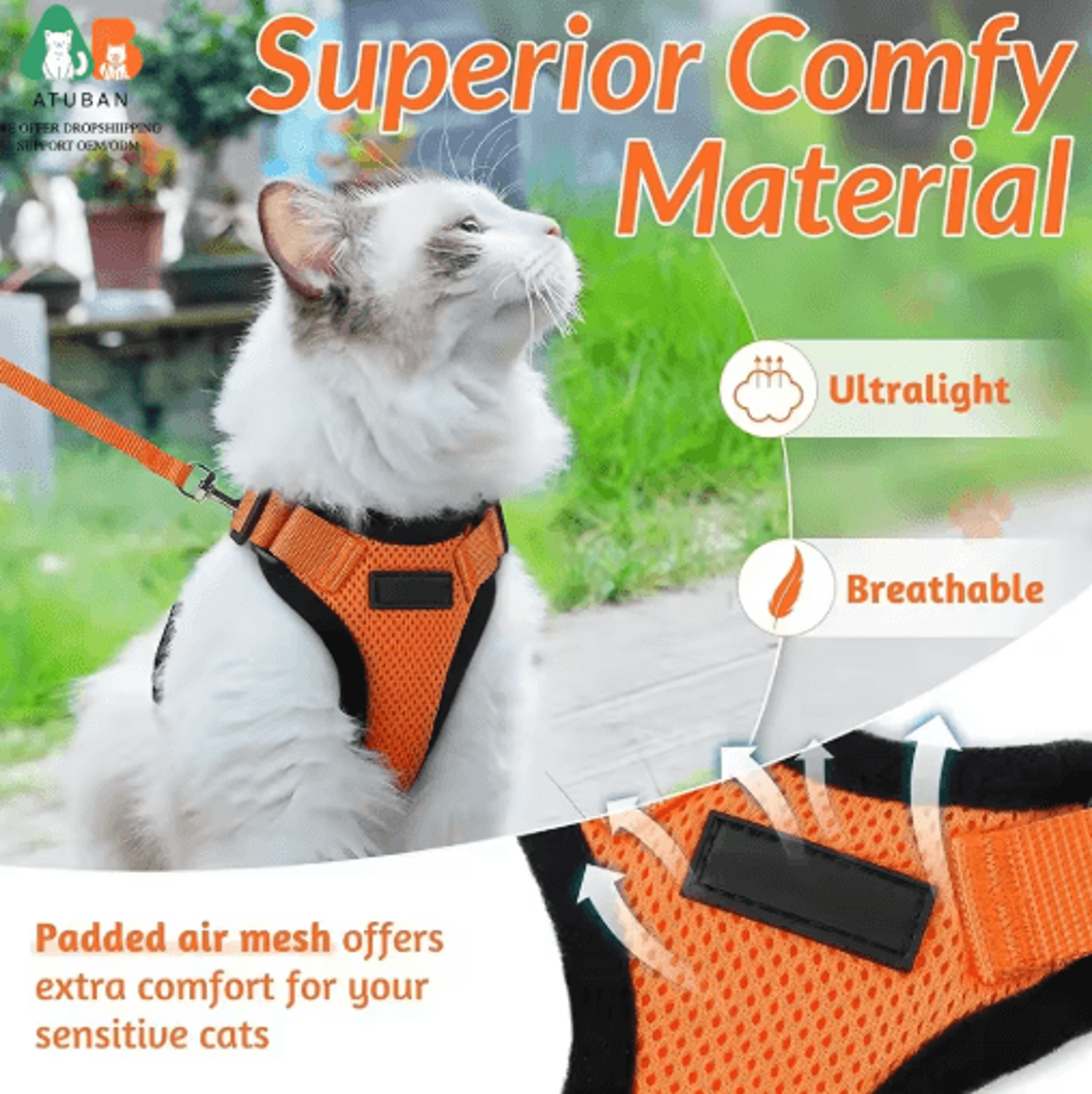 Escape Proof Cat Harness And Leash Set  Adjustable Reflective Walking Vest 11