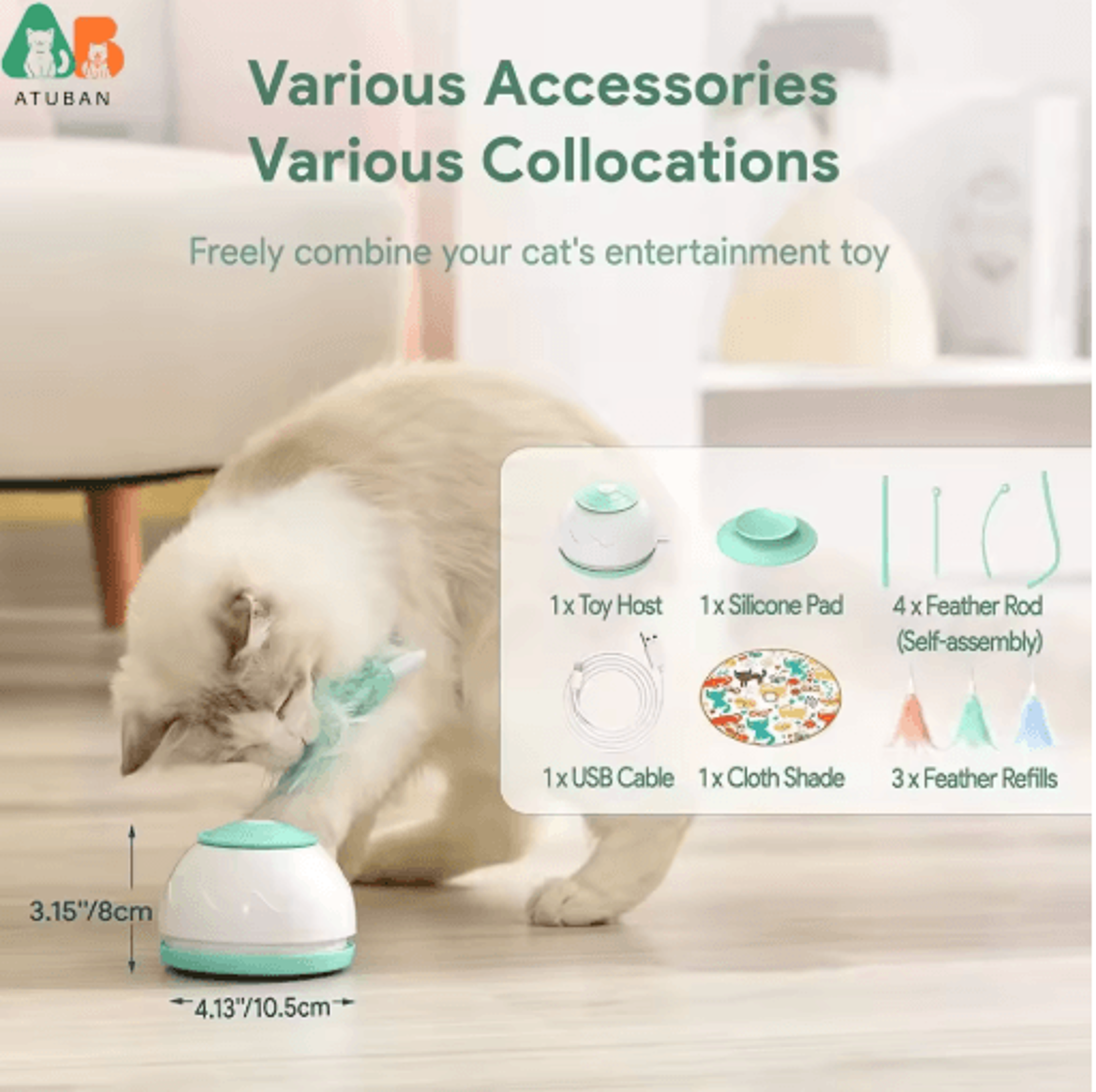 Automatic Interactive Cat Wand Toy  MotionActivated Feather Exercise Toy 6