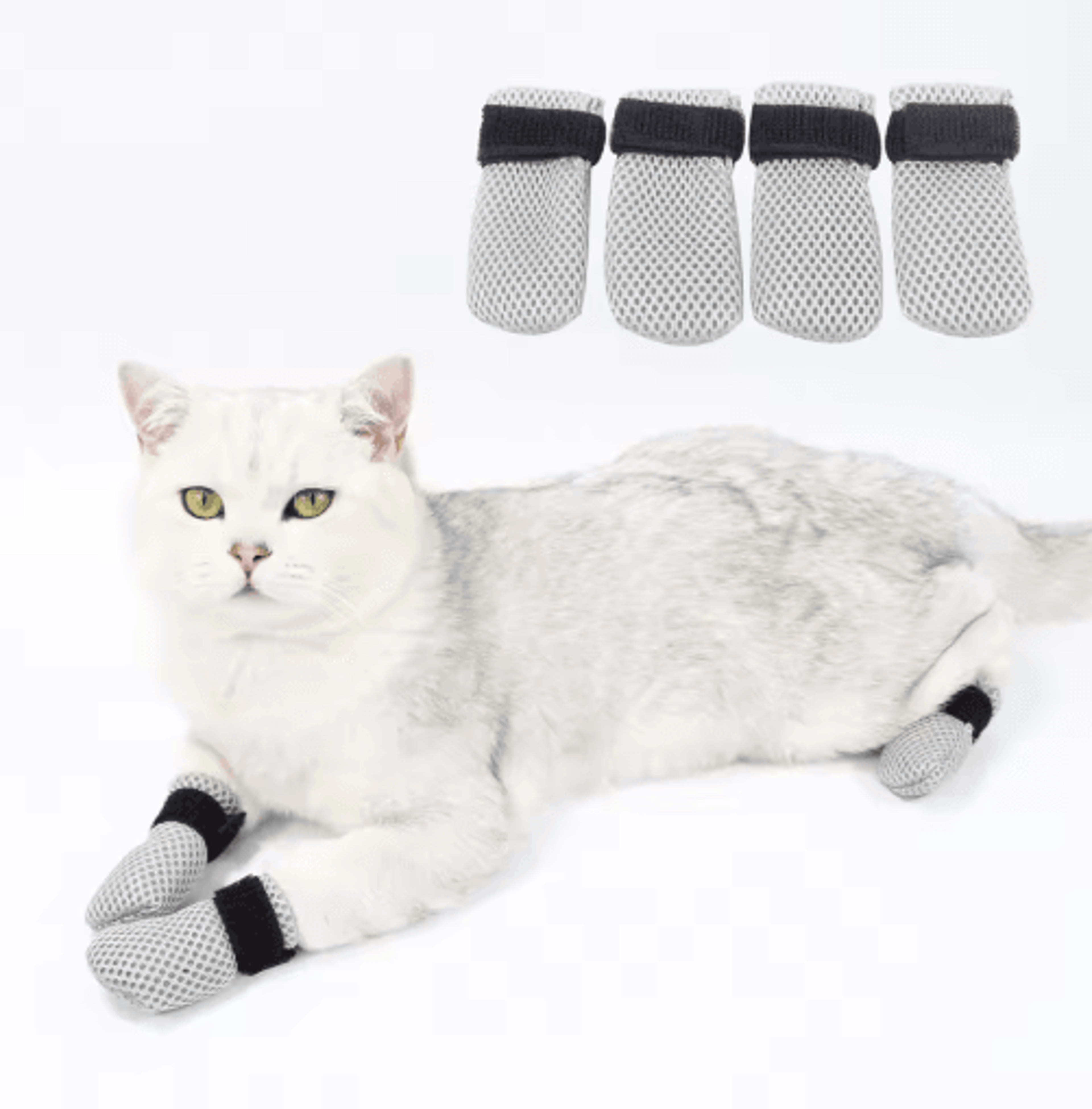 AntiScratch Cat Socks Soft Breathable Pet Booties With Secure Velcro Straps 3