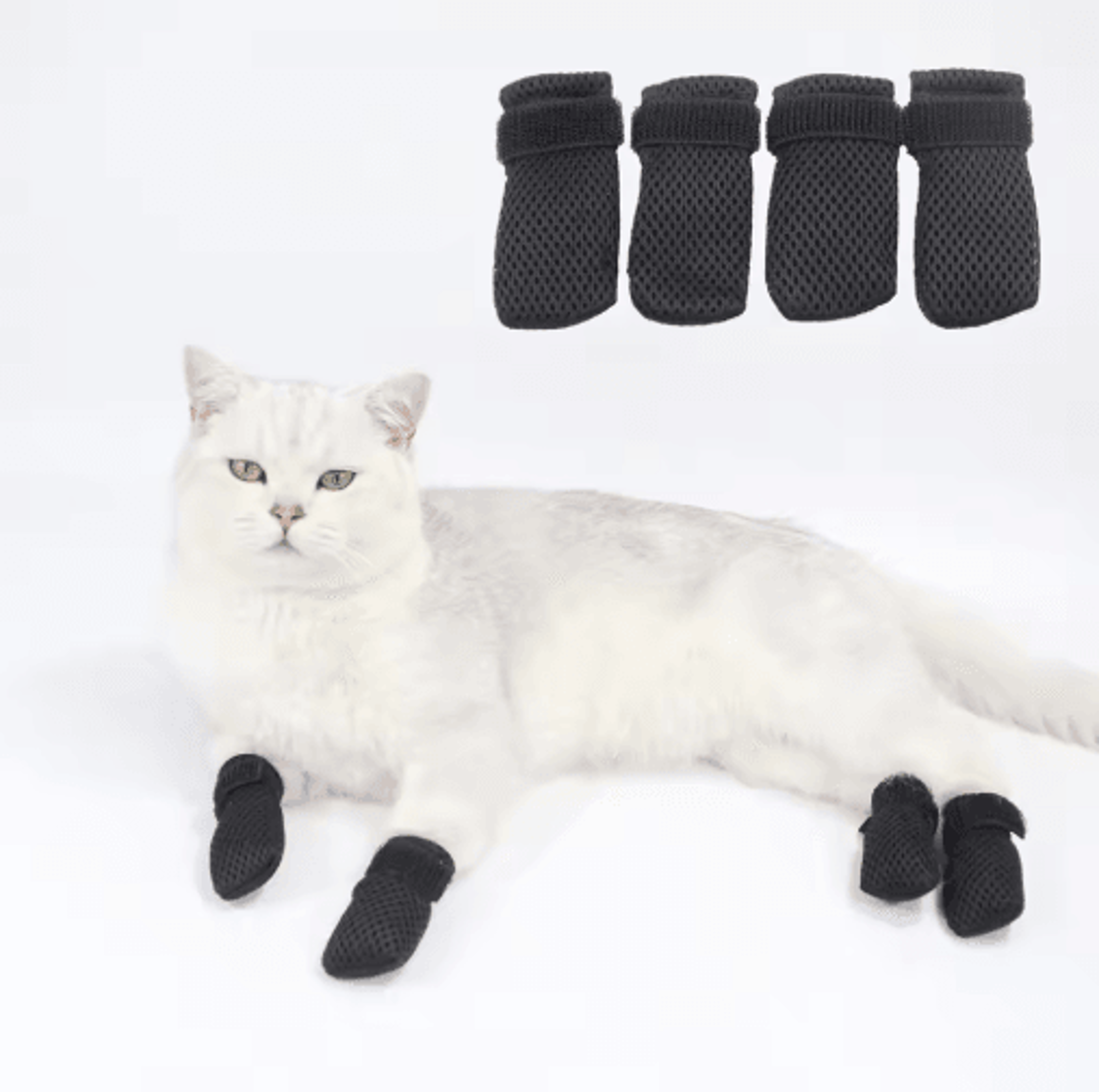 AntiScratch Cat Socks Soft Breathable Pet Booties With Secure Velcro Straps 4