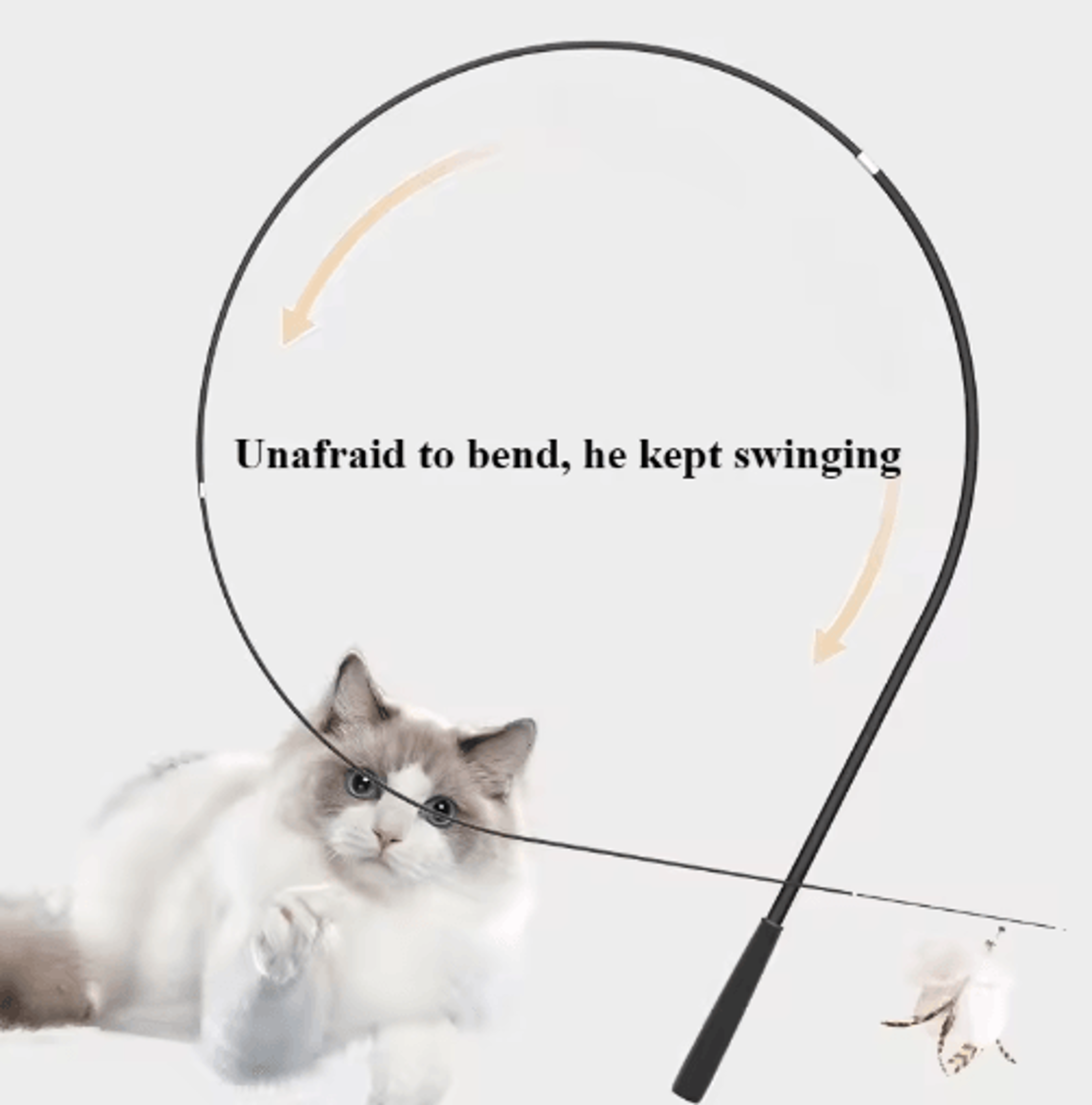 18M Extendable Cat Teaser Wand  Retractable Feather Toy With Bells 6