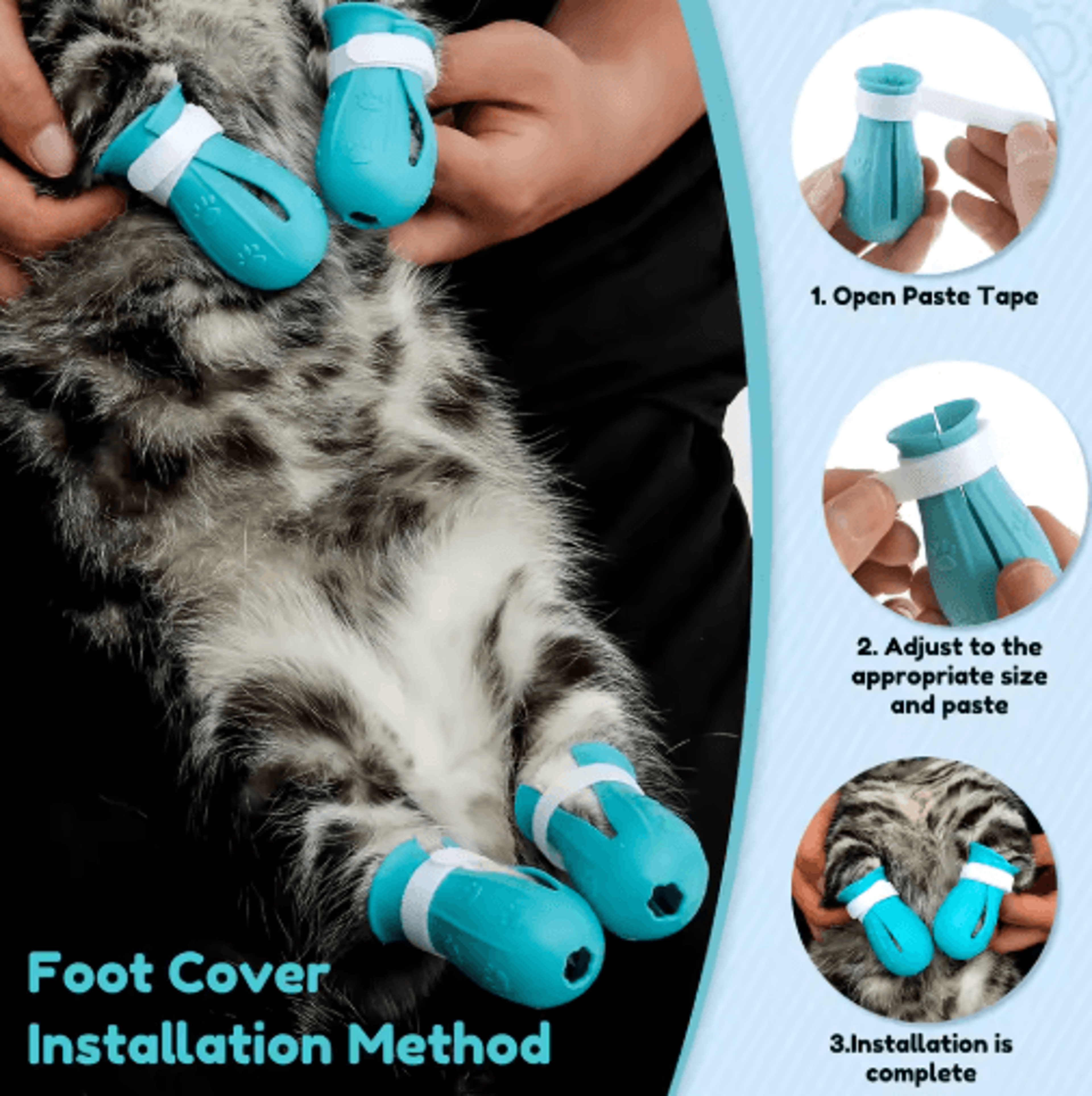 Cat Grooming Muzzle  Paw Protection Set  Breathable AntiBite Hood With Silicone Paw Covers 5
