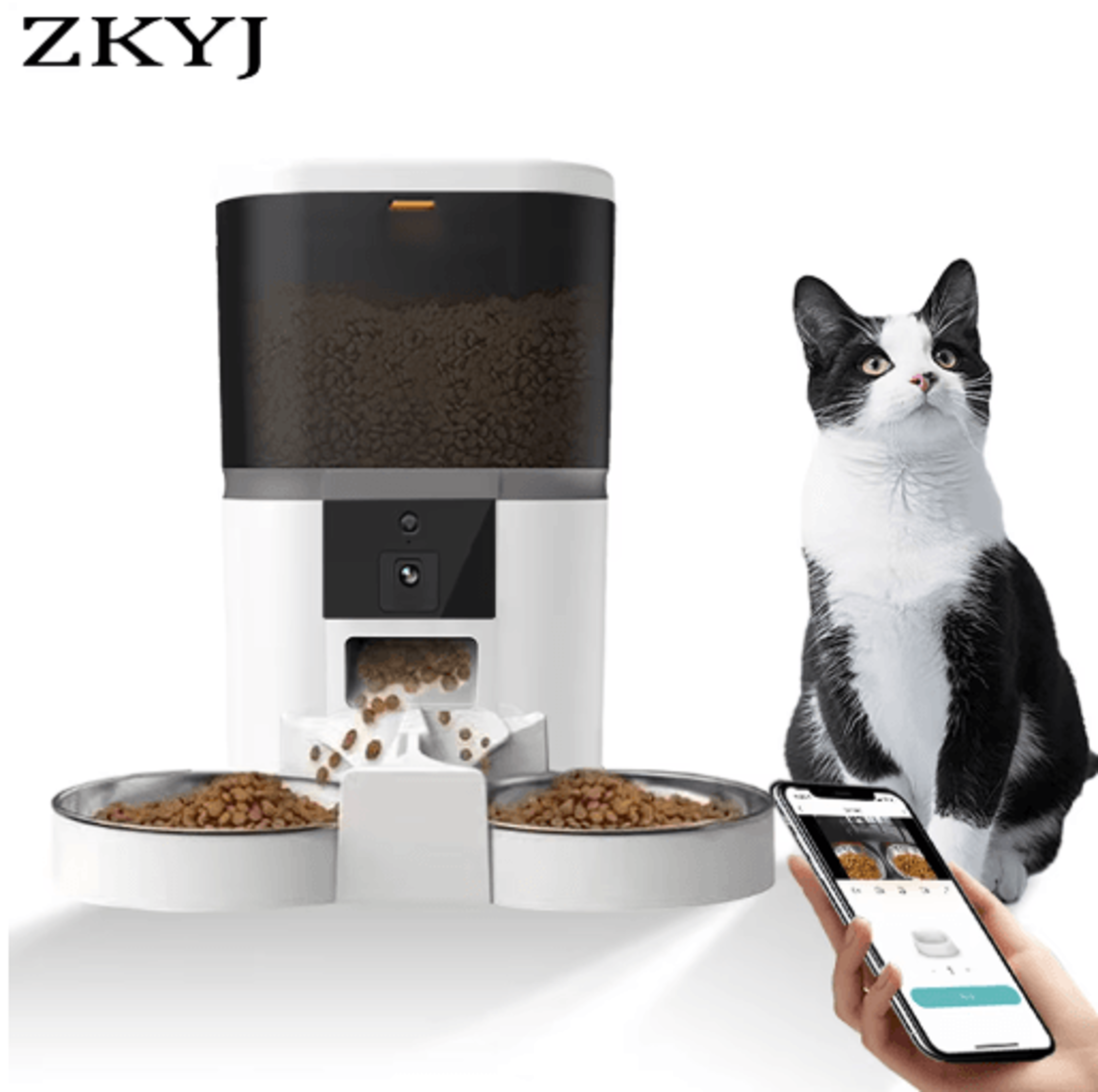 4L Smart Automatic Pet Feeder With HD Camera Remote App Controlled Food Dispenser For Cats  Dogs 0
