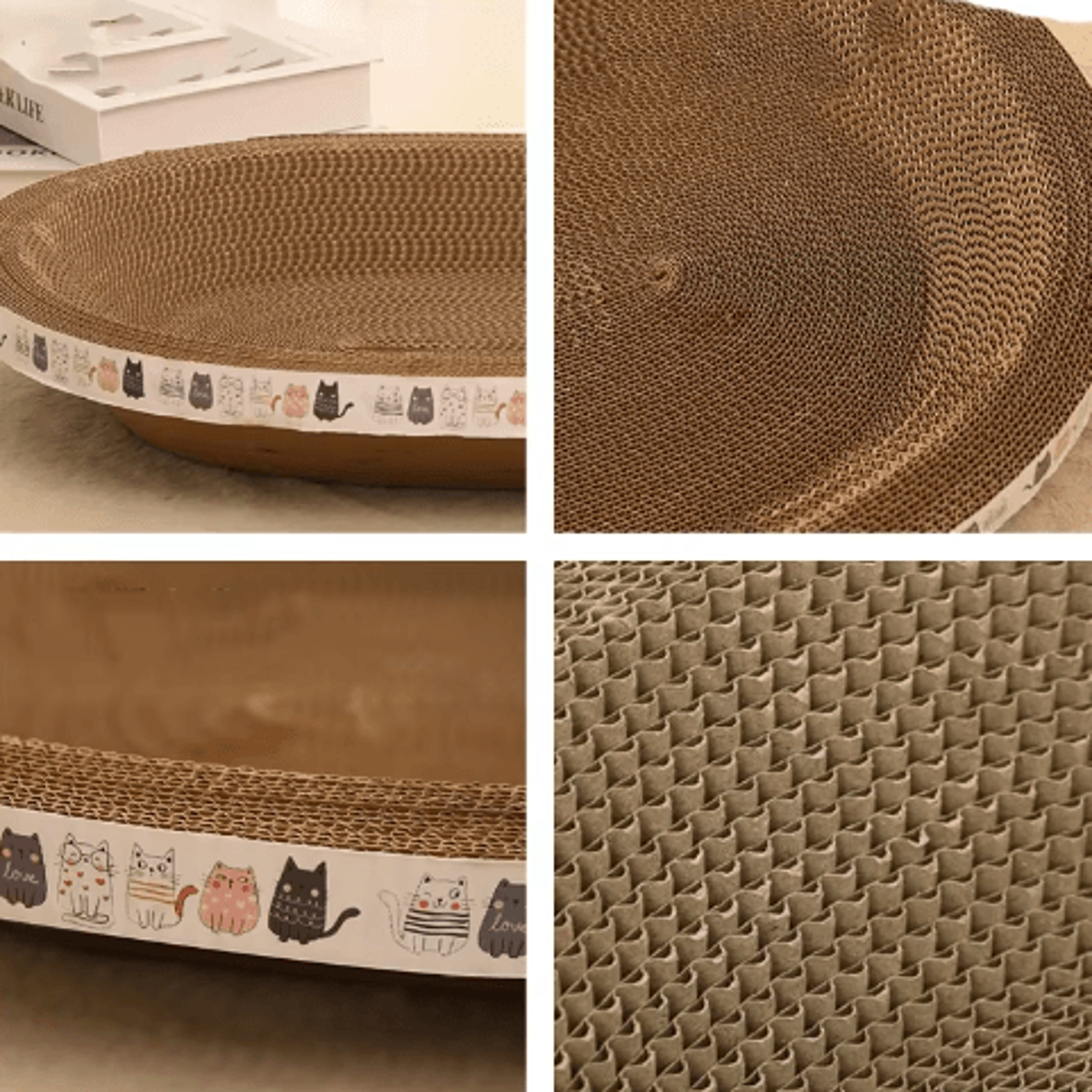 Corrugated Cat Scratching Lounge Bed  Durable Scratcher With Catnip  Furniture Protectio 5