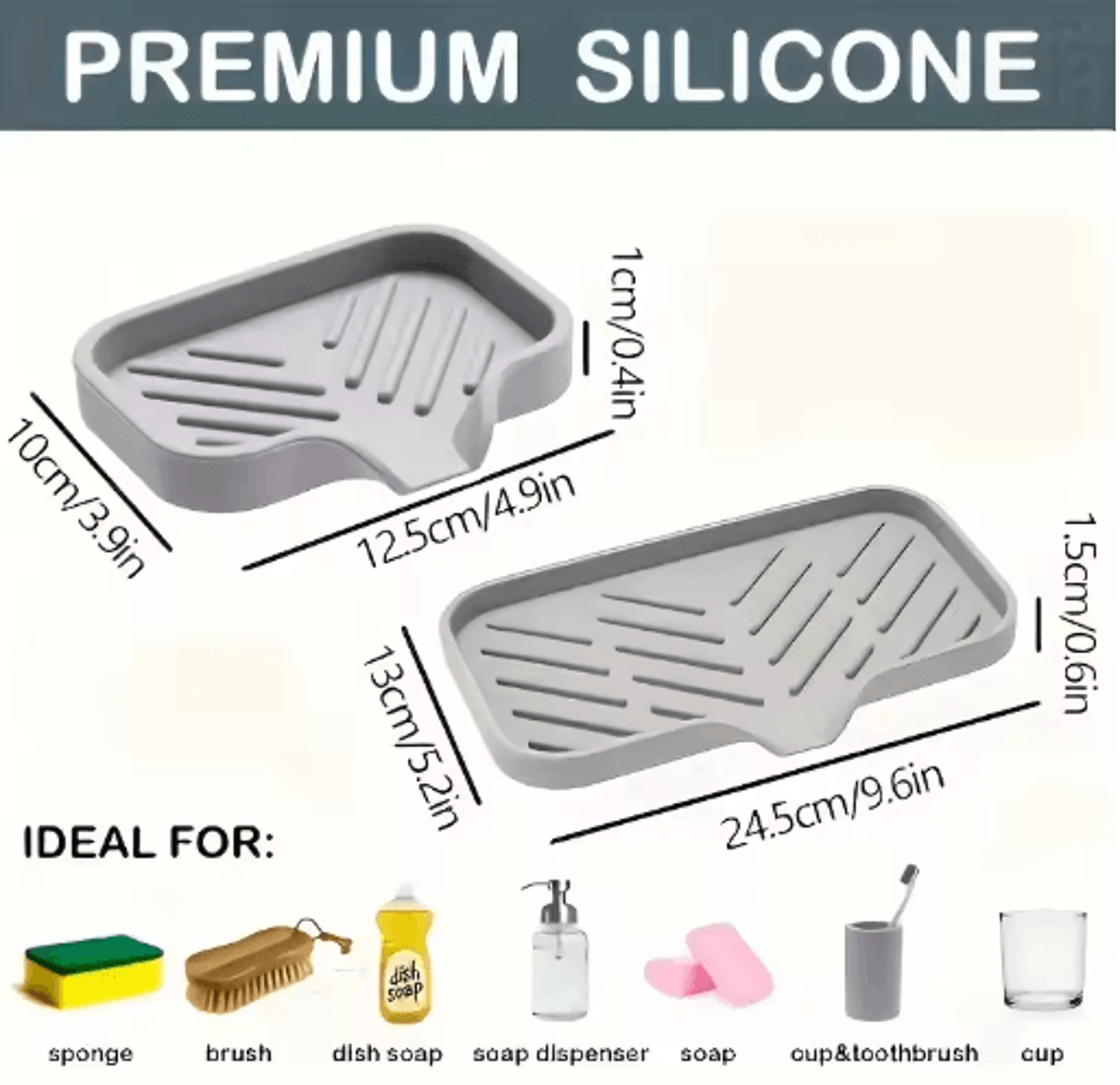 Silicone Kitchen Sink Organizer Tray  WaterResistant Soap  Sponge Holder For Countertop Storage 4