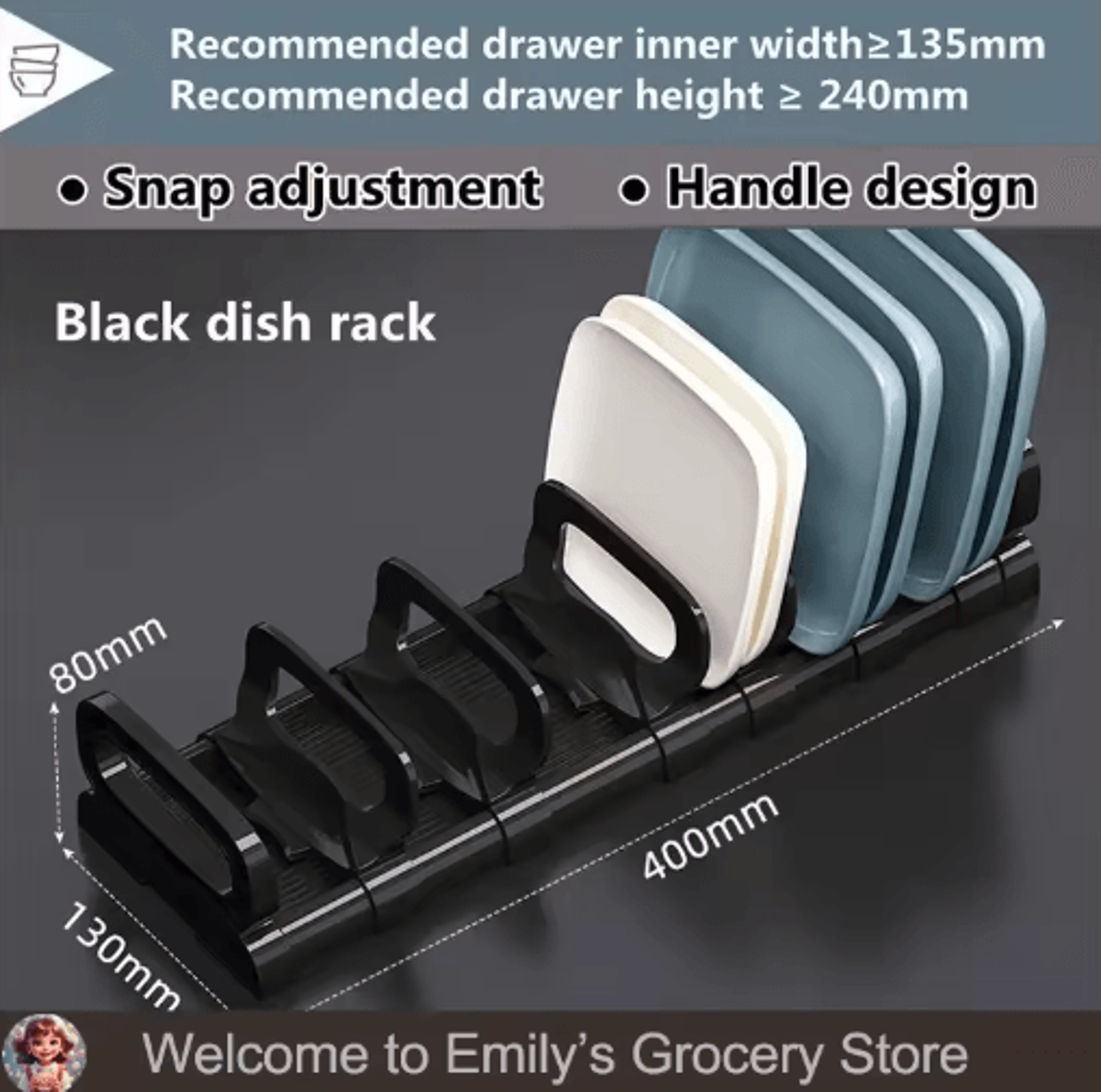 Adjustable UnderCabinet Dish Rack  Retractable Bowl  Plate Storage Organizer 2