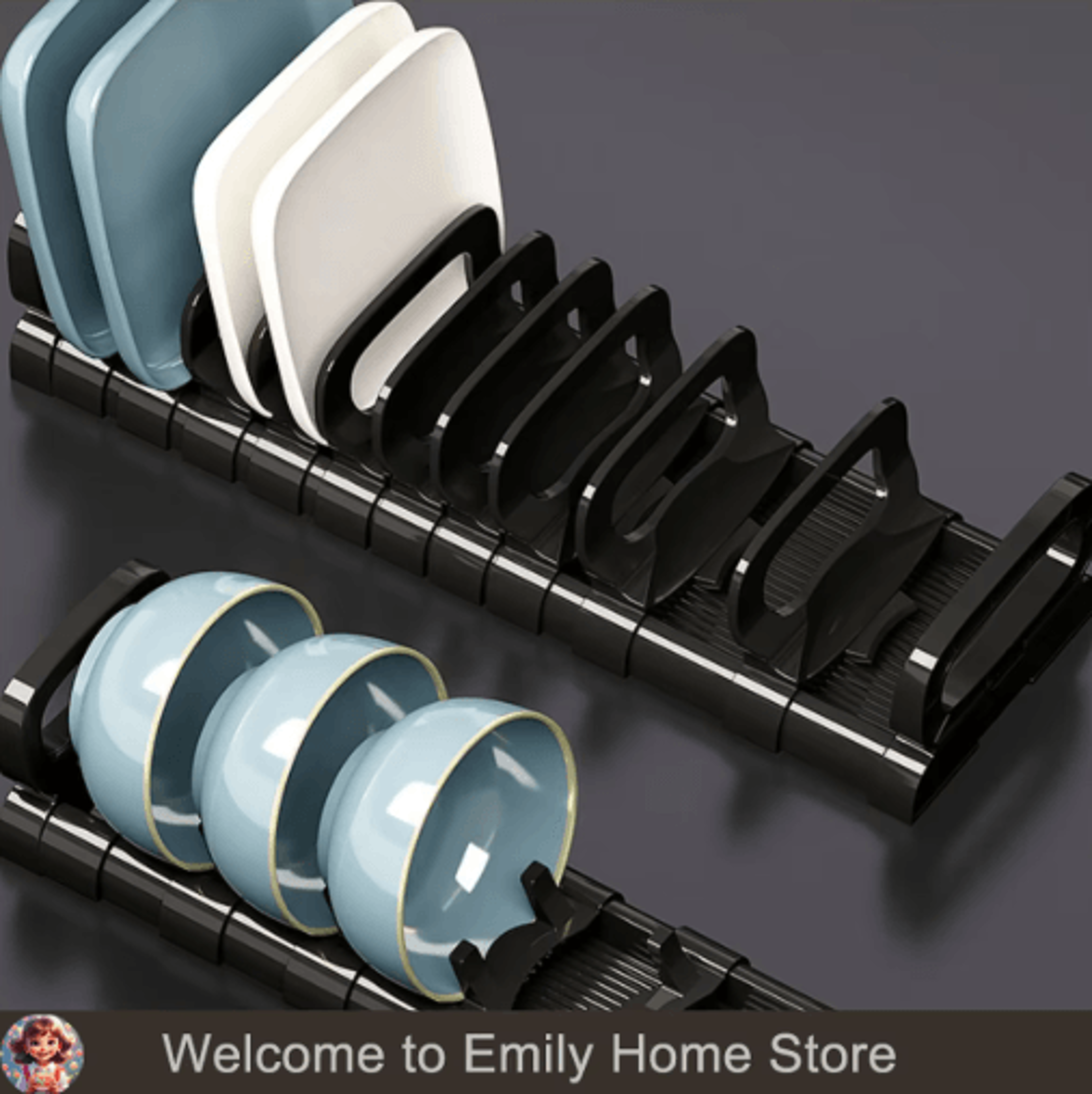 Adjustable UnderCabinet Dish Rack  Retractable Bowl  Plate Storage Organizer 9