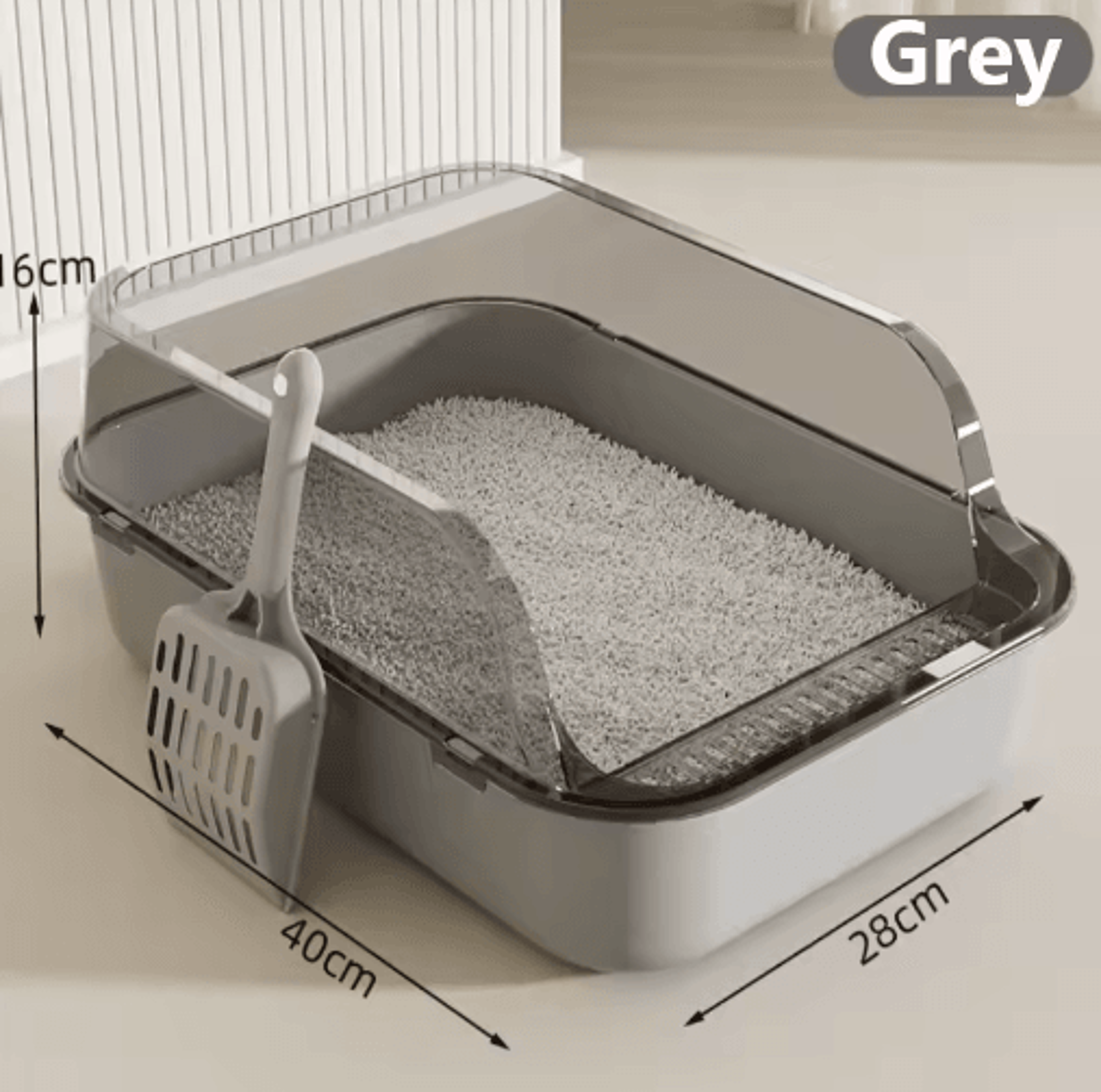 SemiEnclosed Splashproof Cat Litter Box With HighSided Design 5