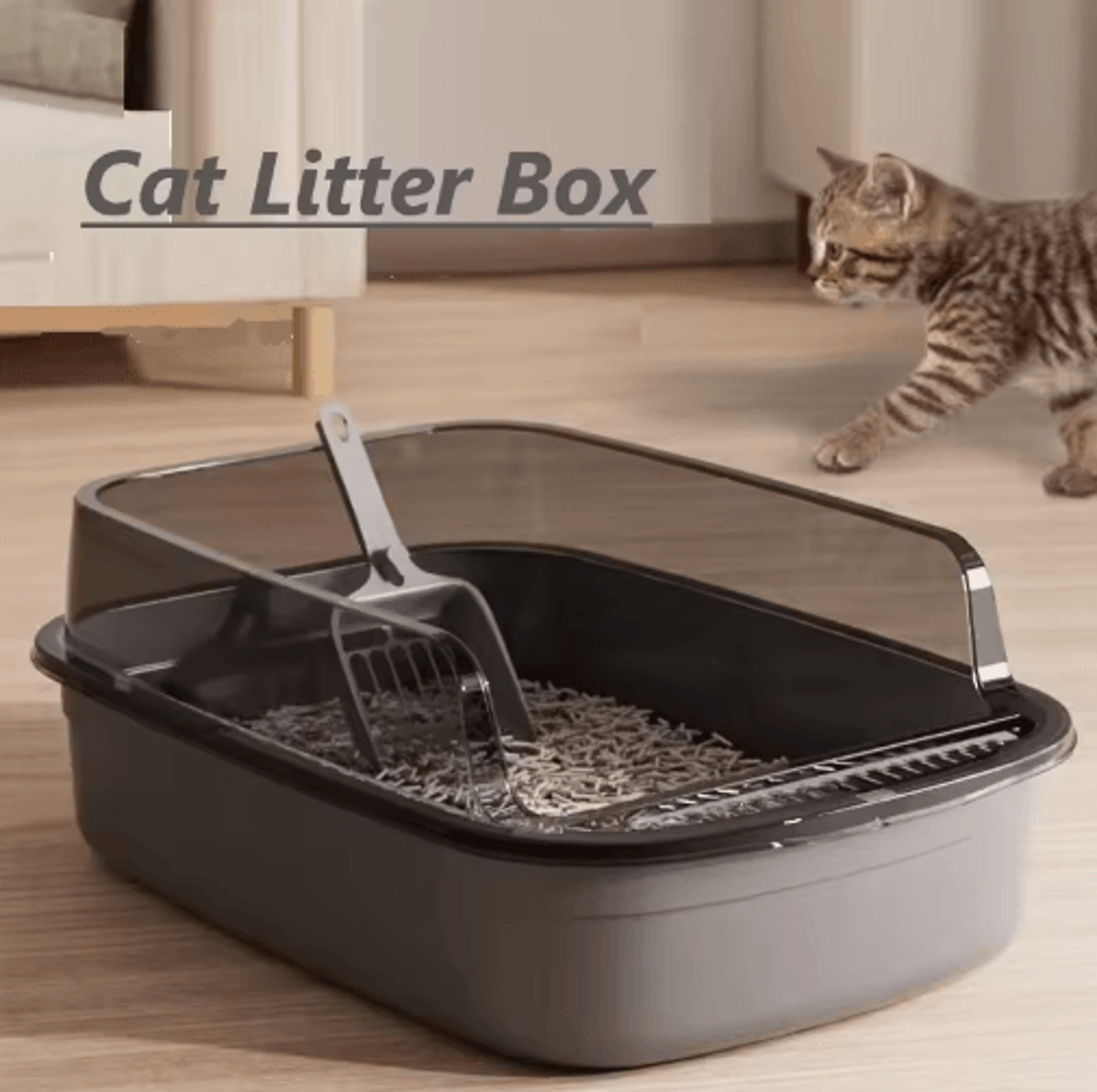 SemiEnclosed Splashproof Cat Litter Box With HighSided Design 7