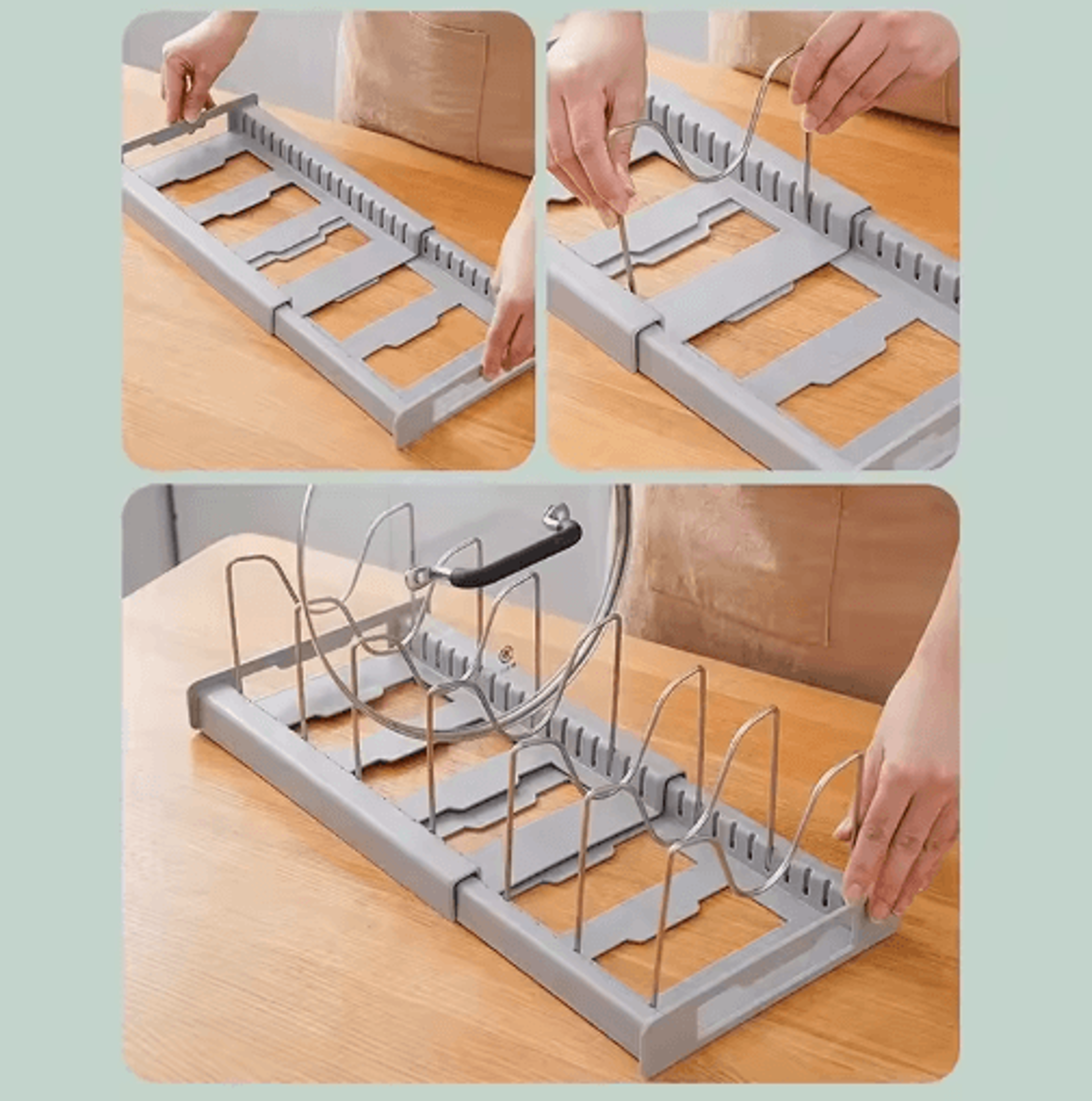 Expandable Pot  Pan Organizer Rack With 7 Adjustable Compartments 5