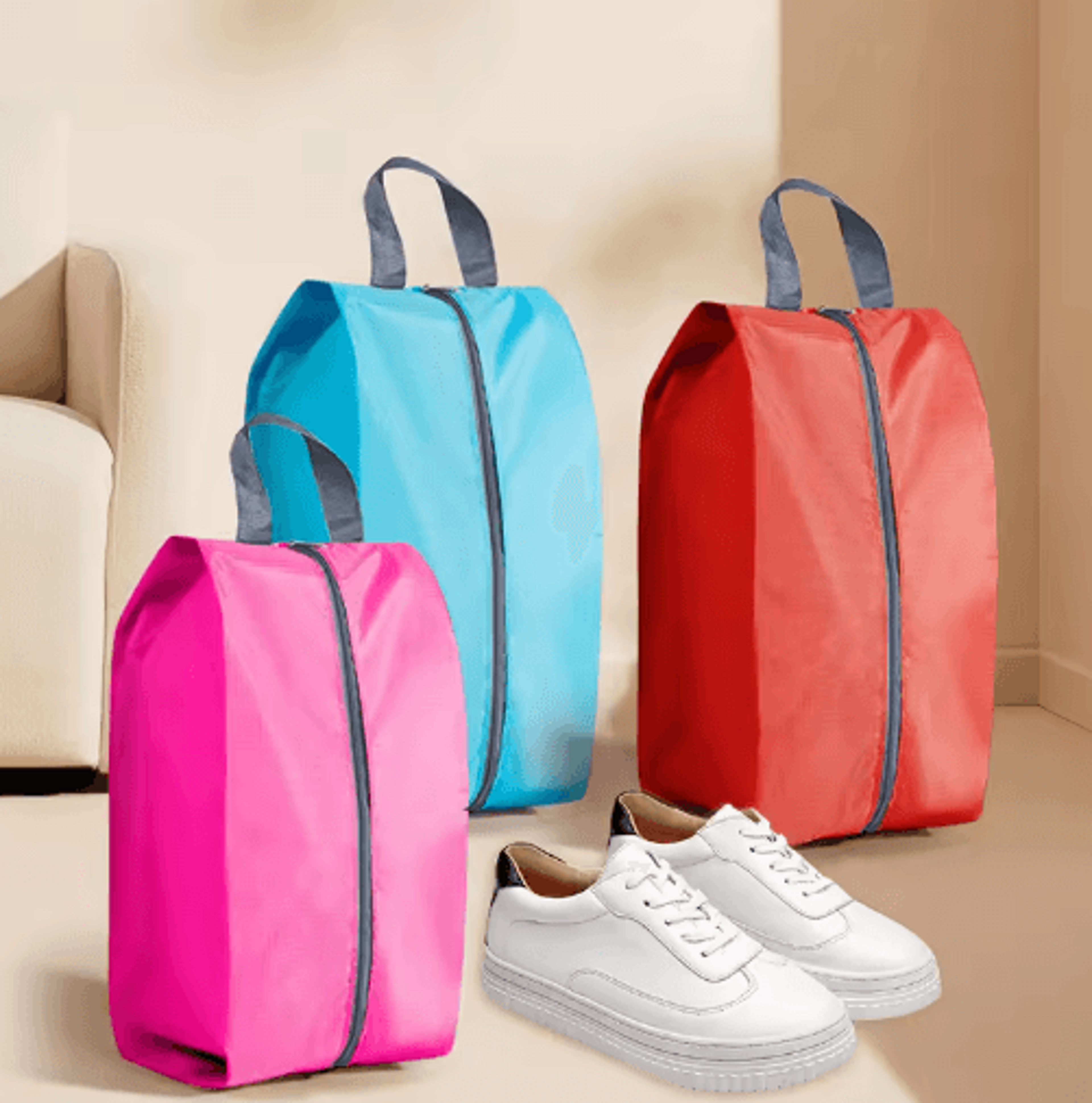 Waterproof Travel Shoe Storage Bag With Zipper Pocket 10