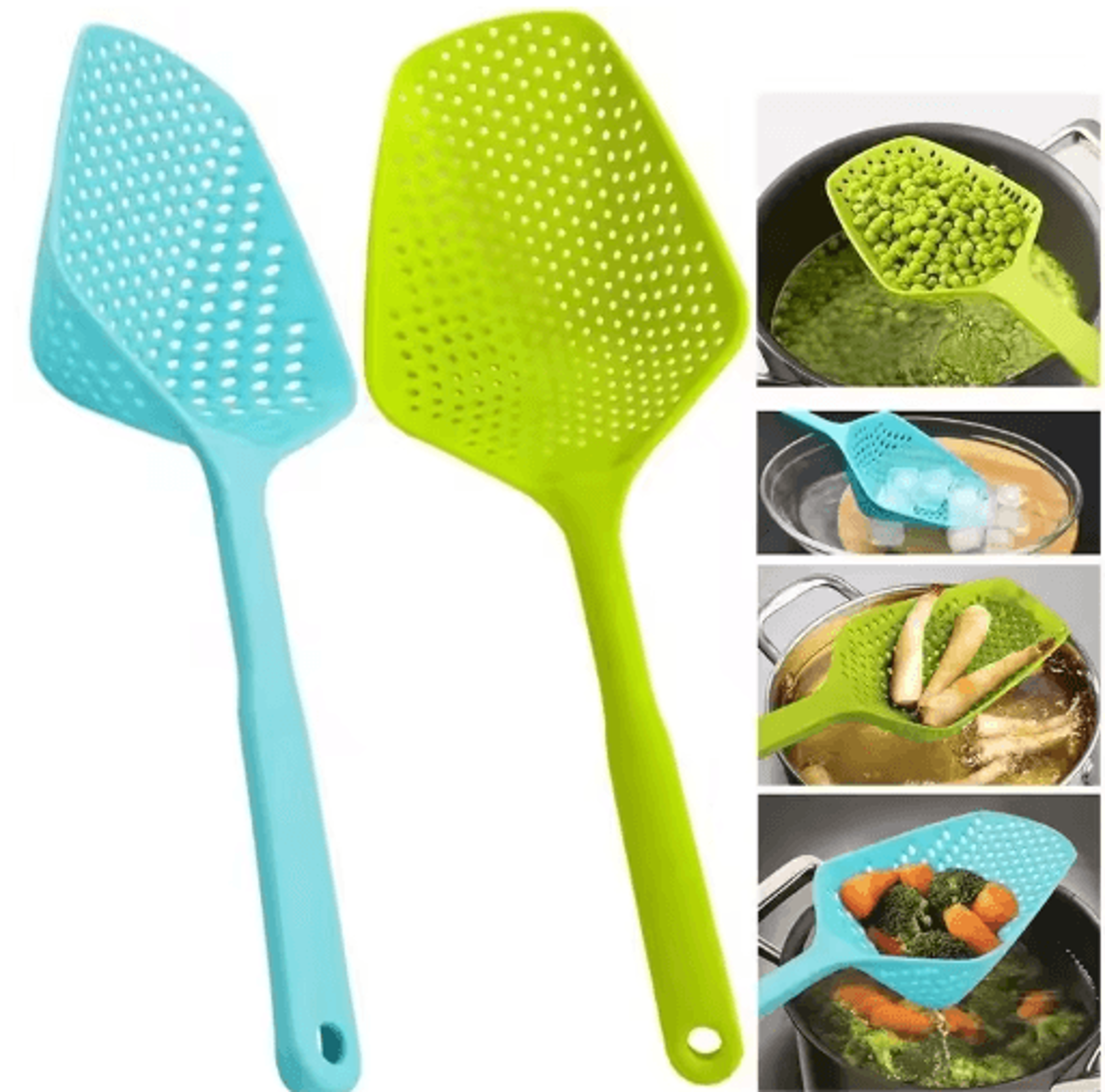 MultiPurpose Silicone Slotted Scoop Strainer For Cooking  Draining 6