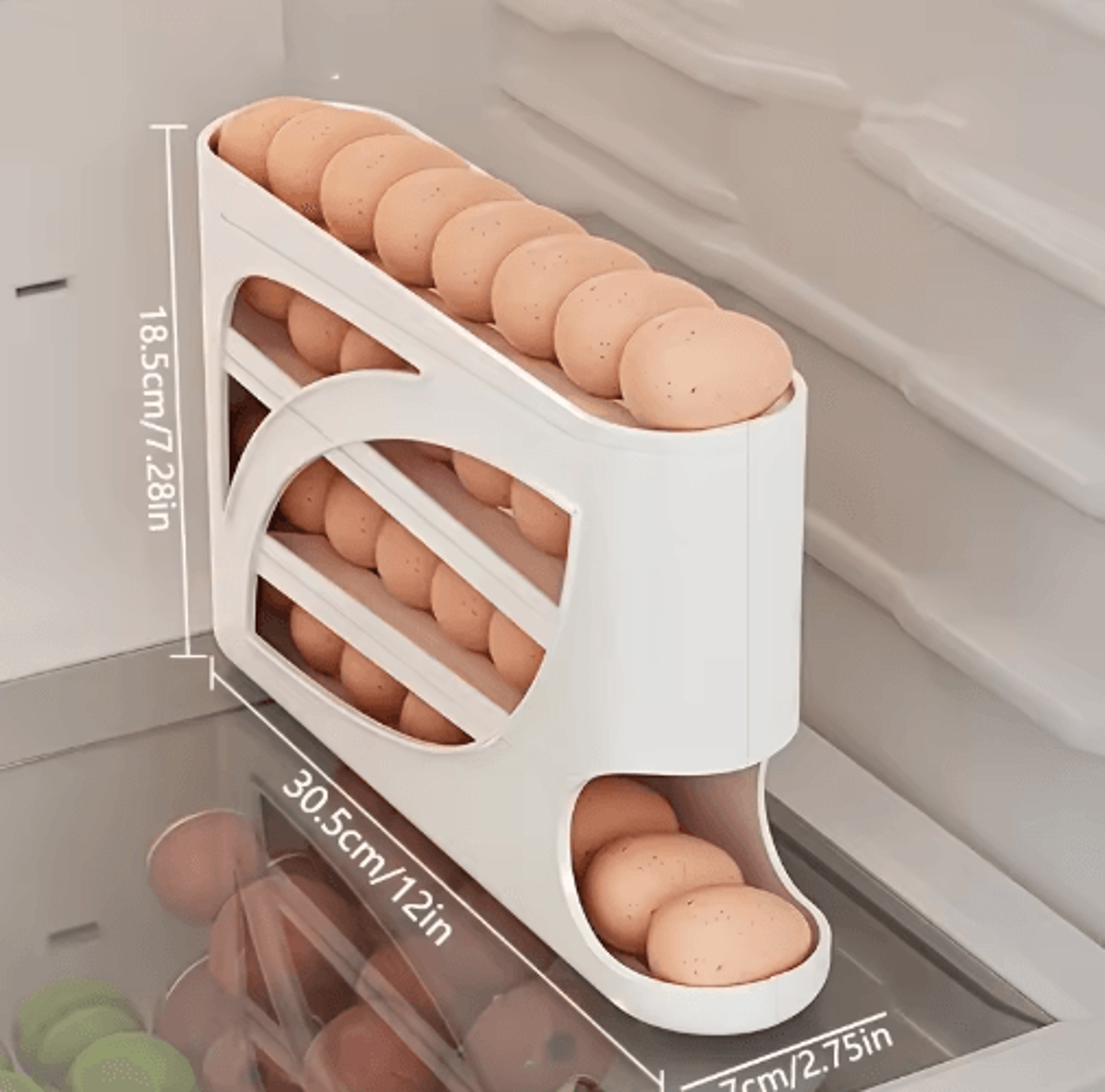 Automatic Rolling Egg Holder For Refrigerator With Large Capacity Storage 2