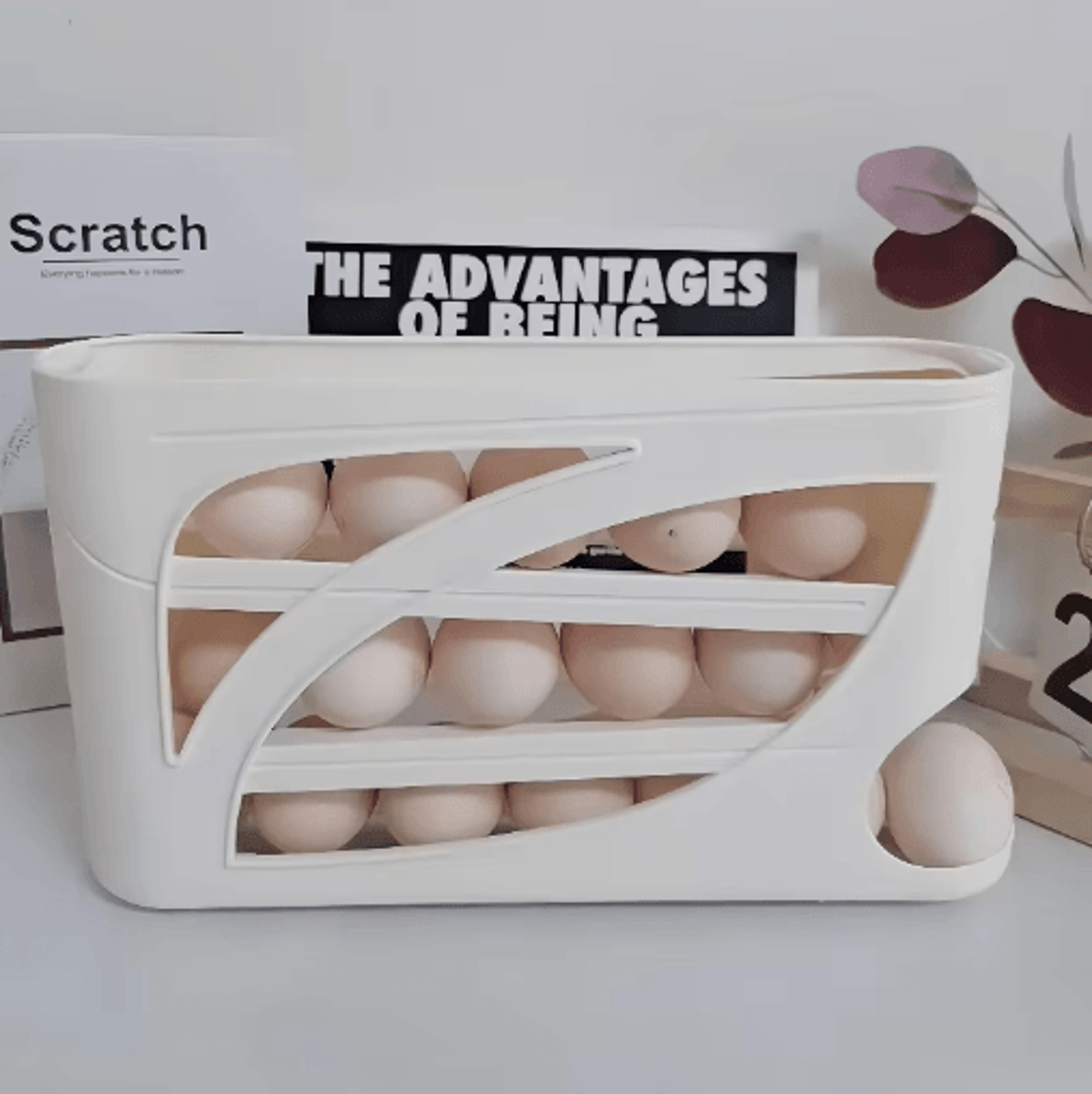 Automatic Rolling Egg Holder For Refrigerator With Large Capacity Storage 7