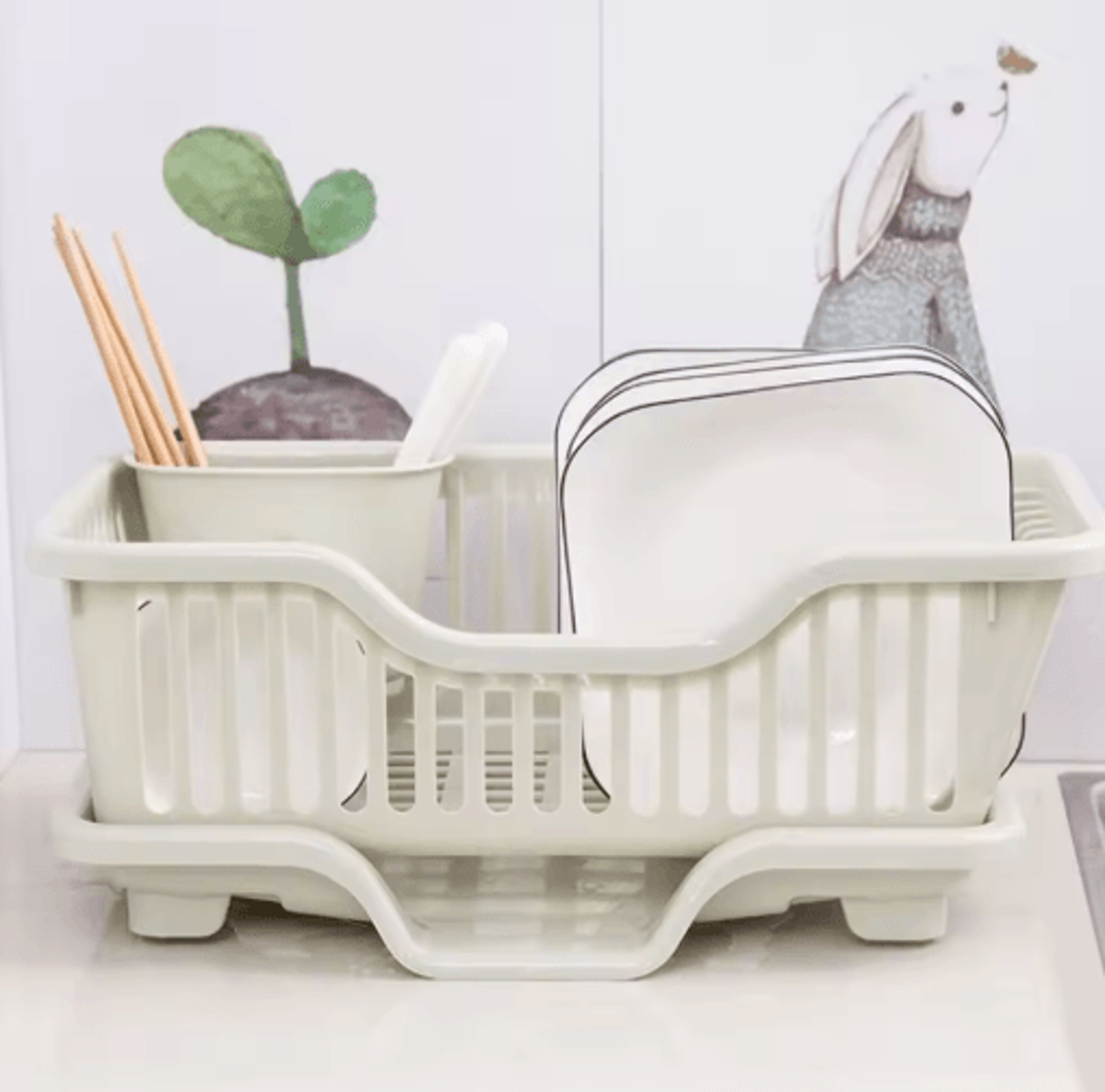 Kitchen Dish Drying Rack With Drain Board  Utensil Organizer 7