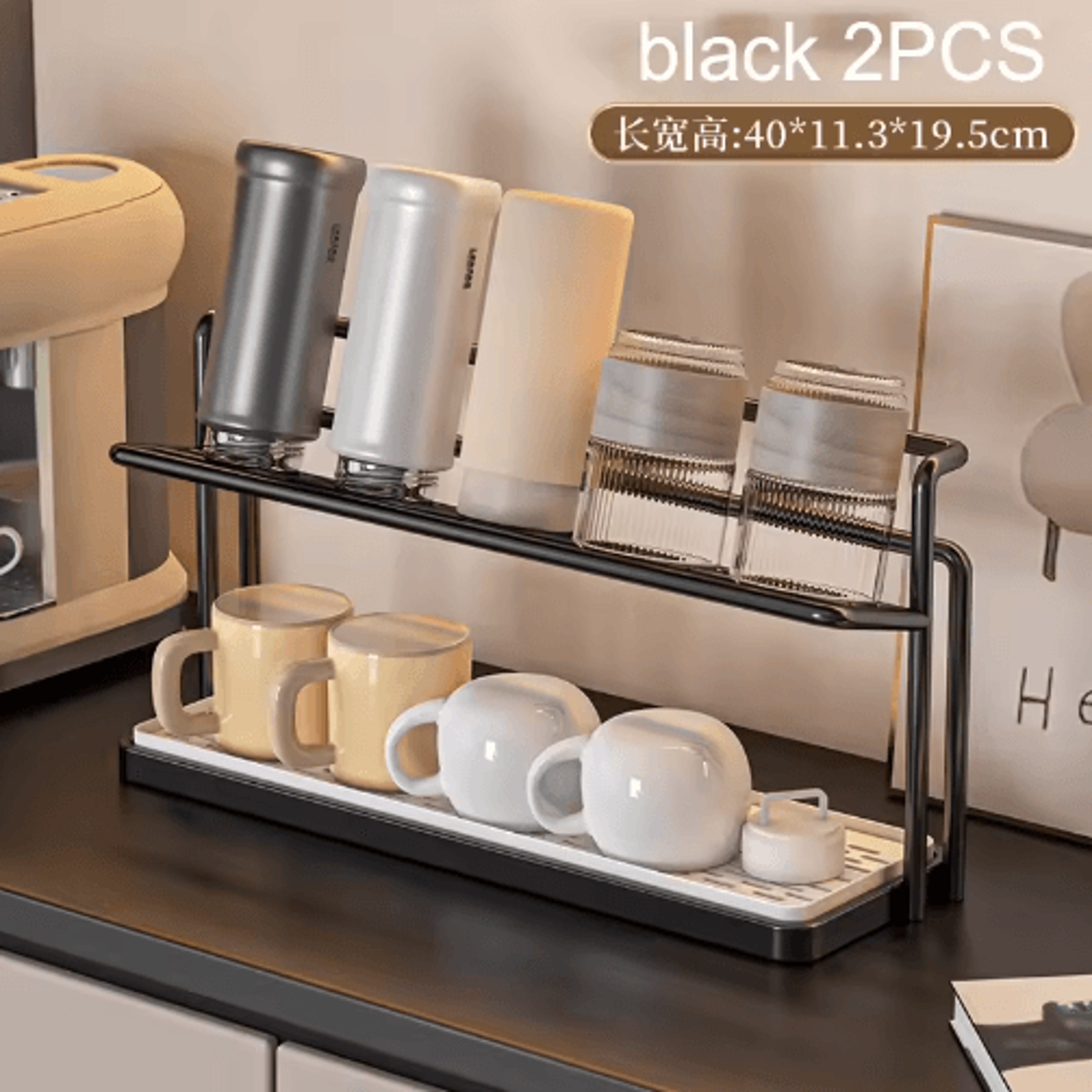Stainless Steel 2Tier Bottle Drying Rack With Drain Tray For Cups  Kitchen Accessories 2