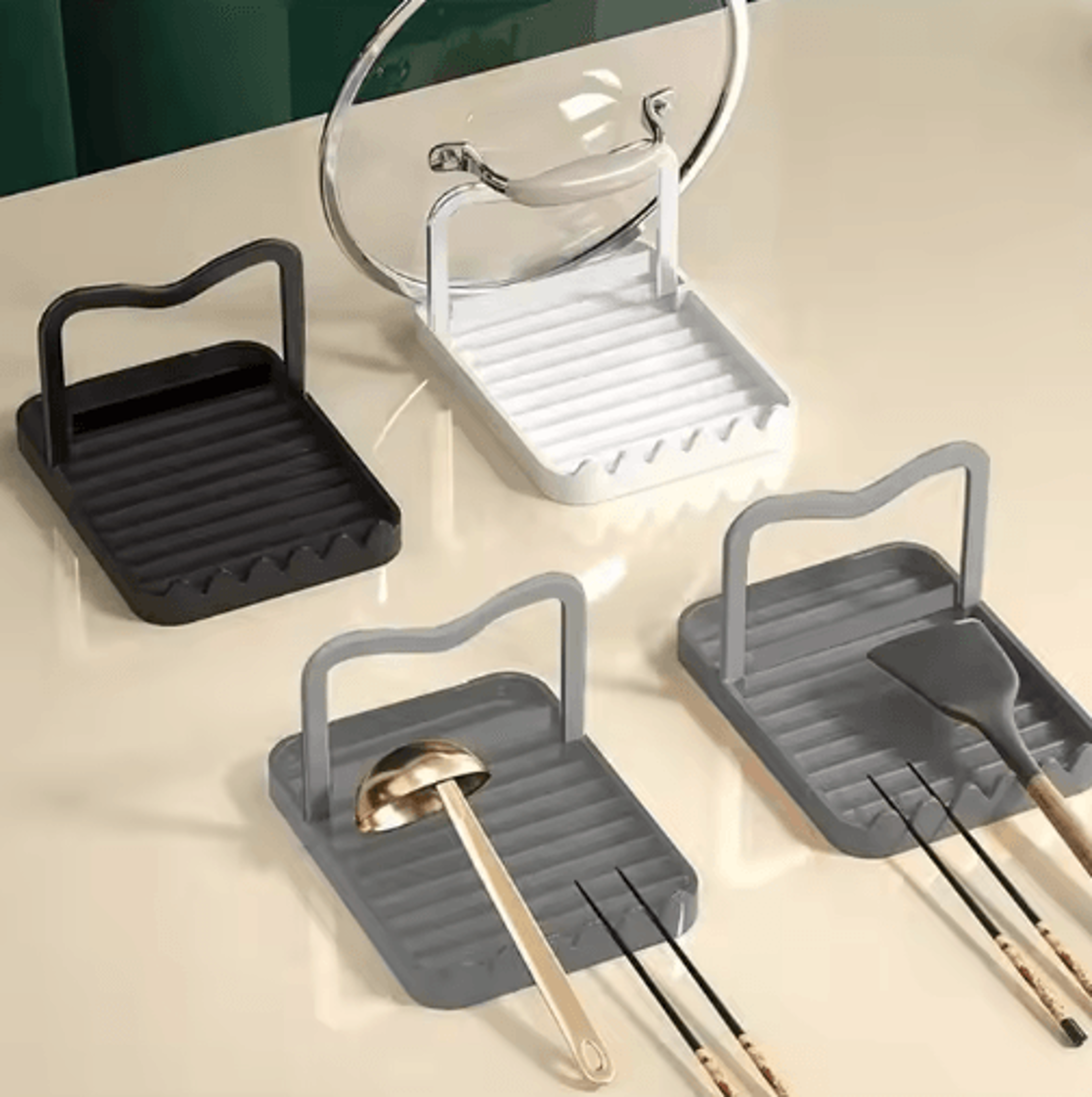 Multifunctional Cooking Utensil Holder With AntiSpill Drip Tray 1