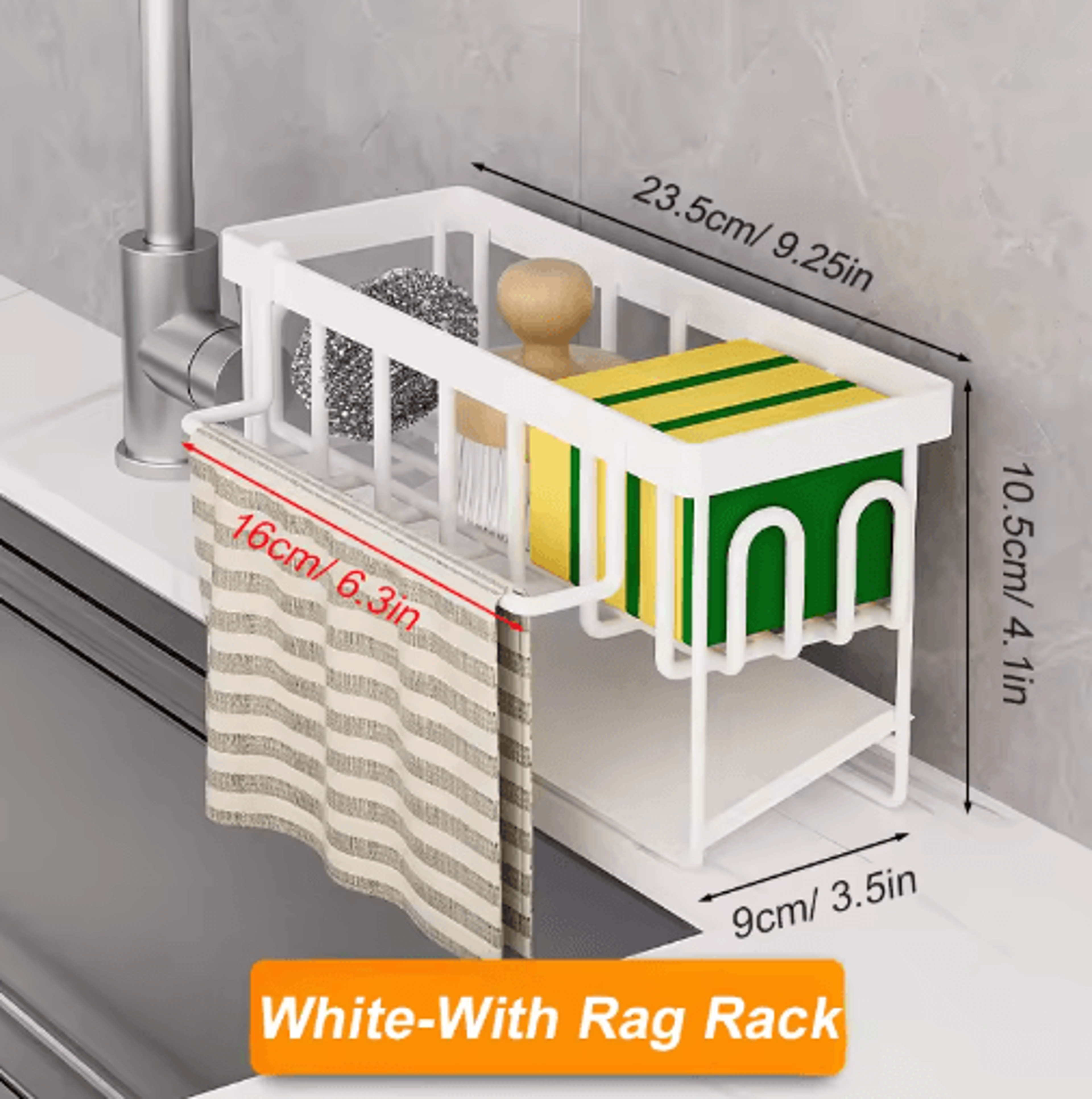SelfDraining Kitchen Sink Organizer With Soap Sponge  Towel Holder 7