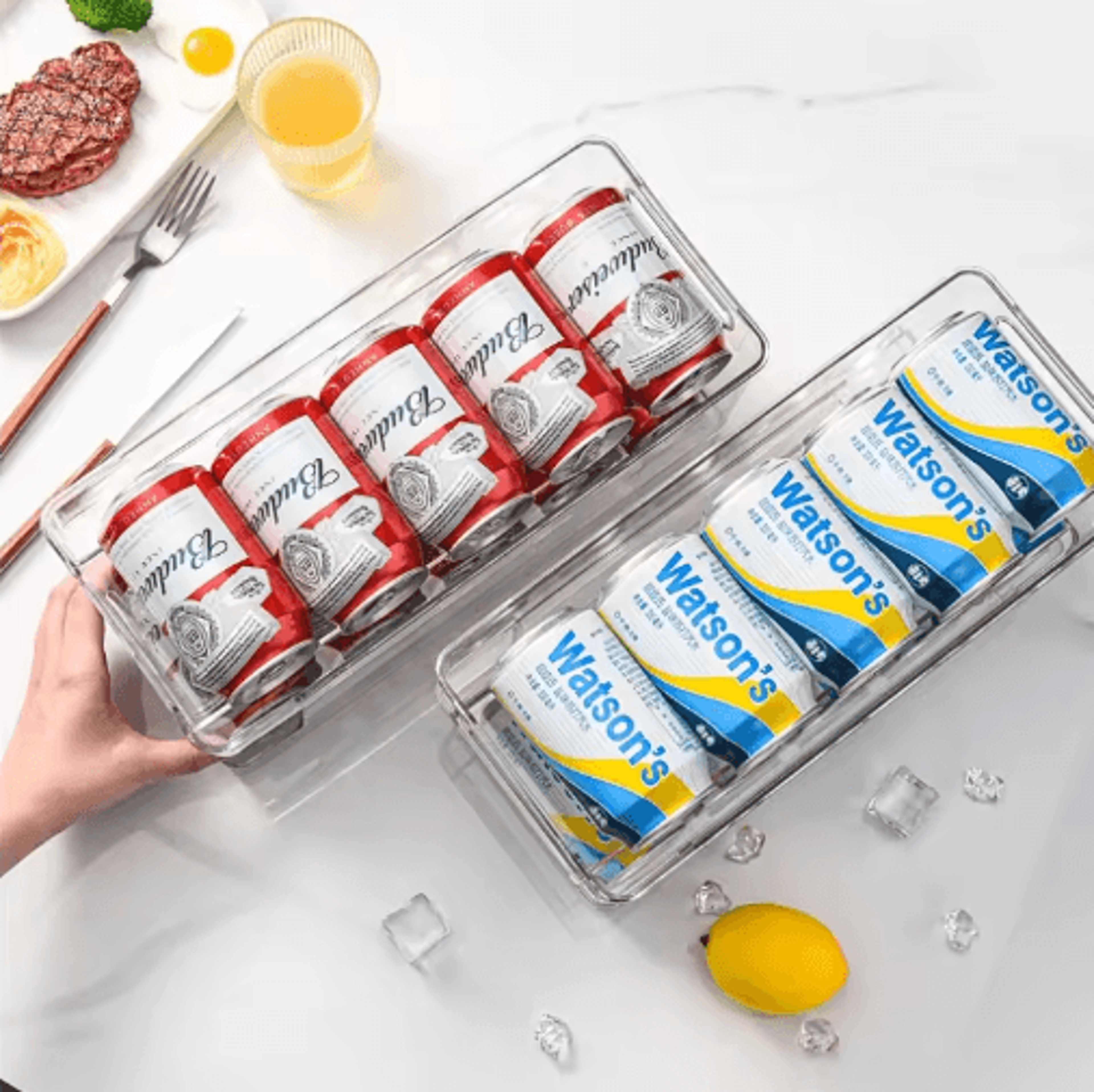 DoubleLayer Beverage Can Organizer For Refrigerator Storage 3