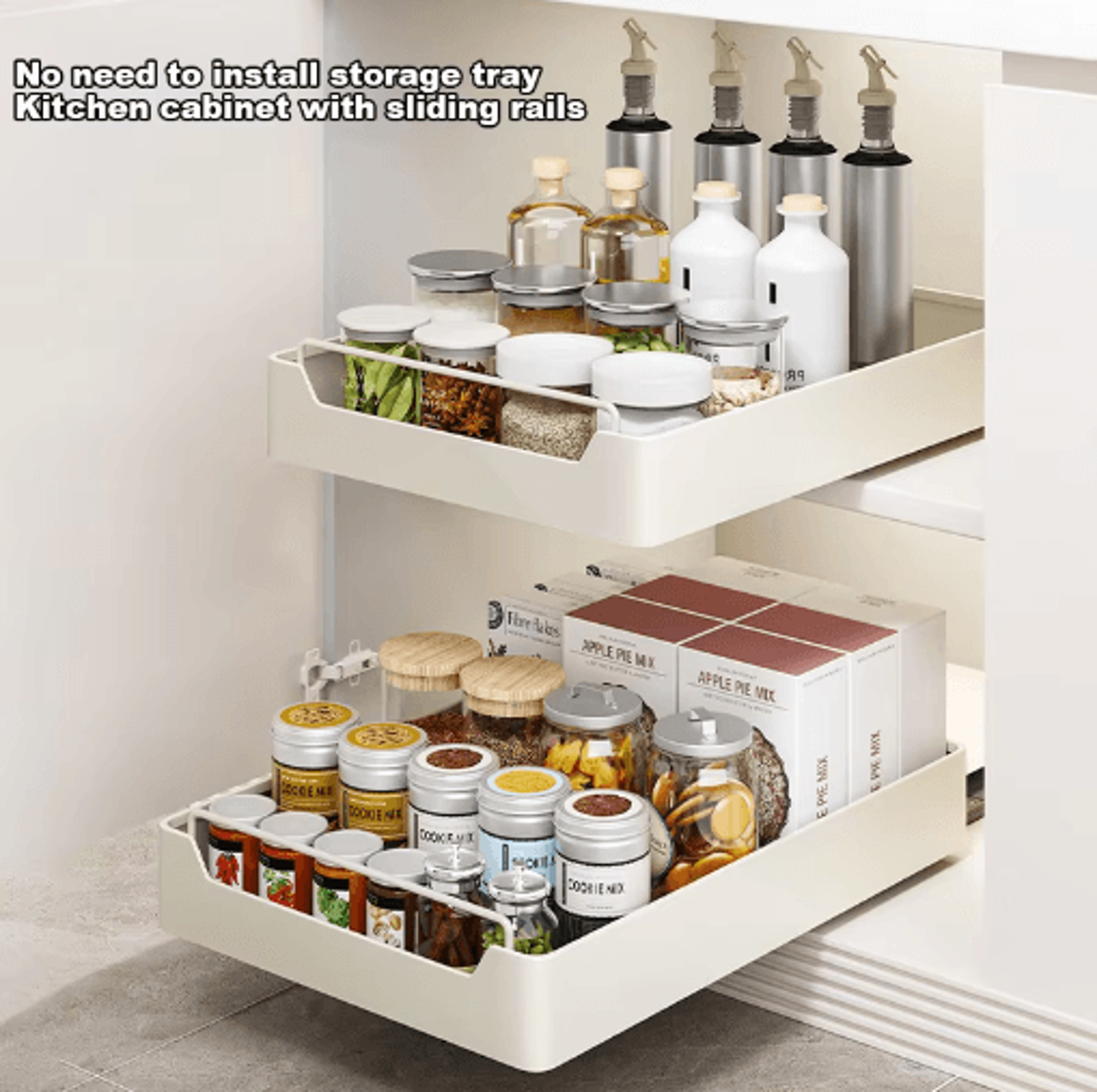 PullOut Kitchen Cabinet Organizer With Sliding Rail Storage Basket 12
