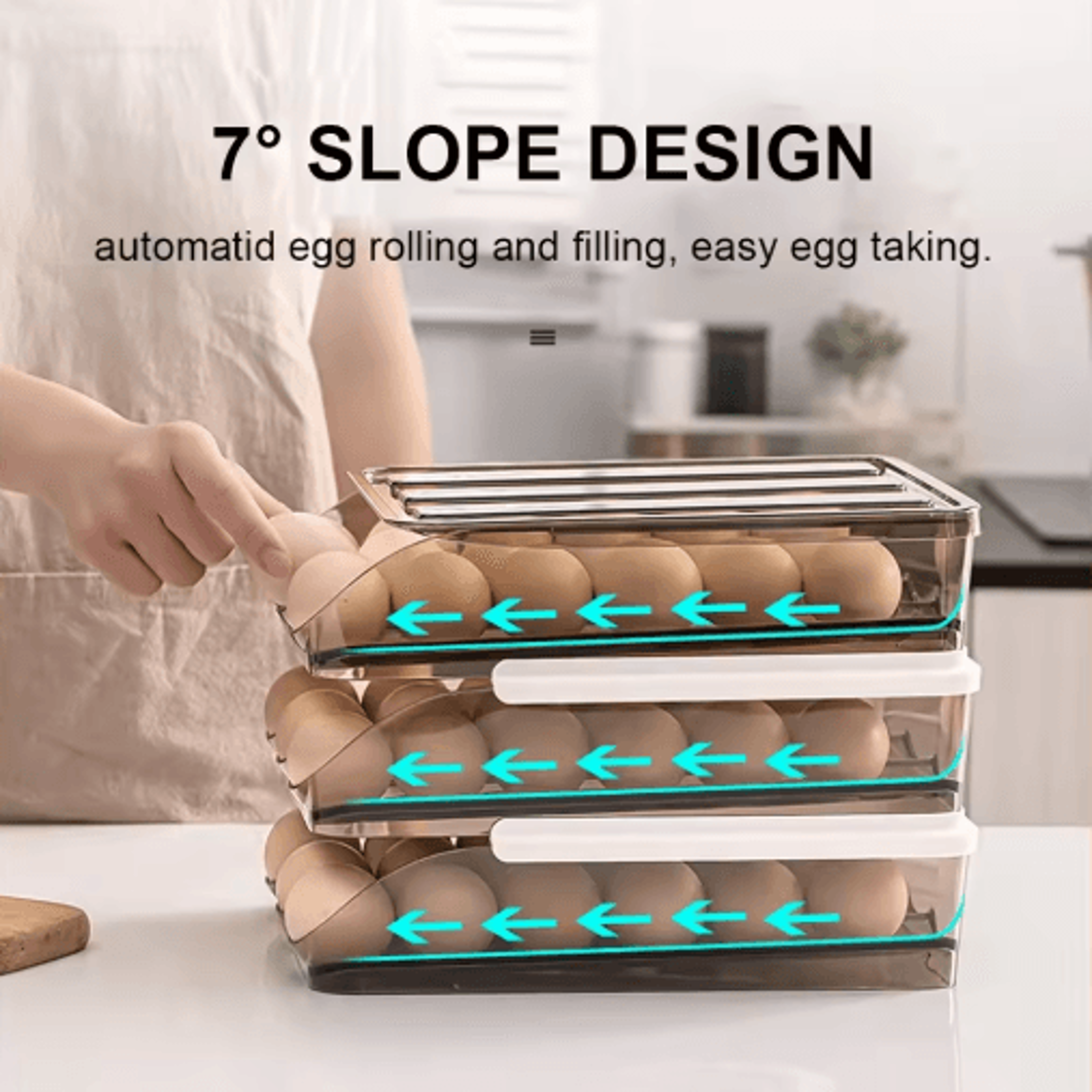 Automatic Rolling Egg Storage Container With Transparent Drawer Design 0