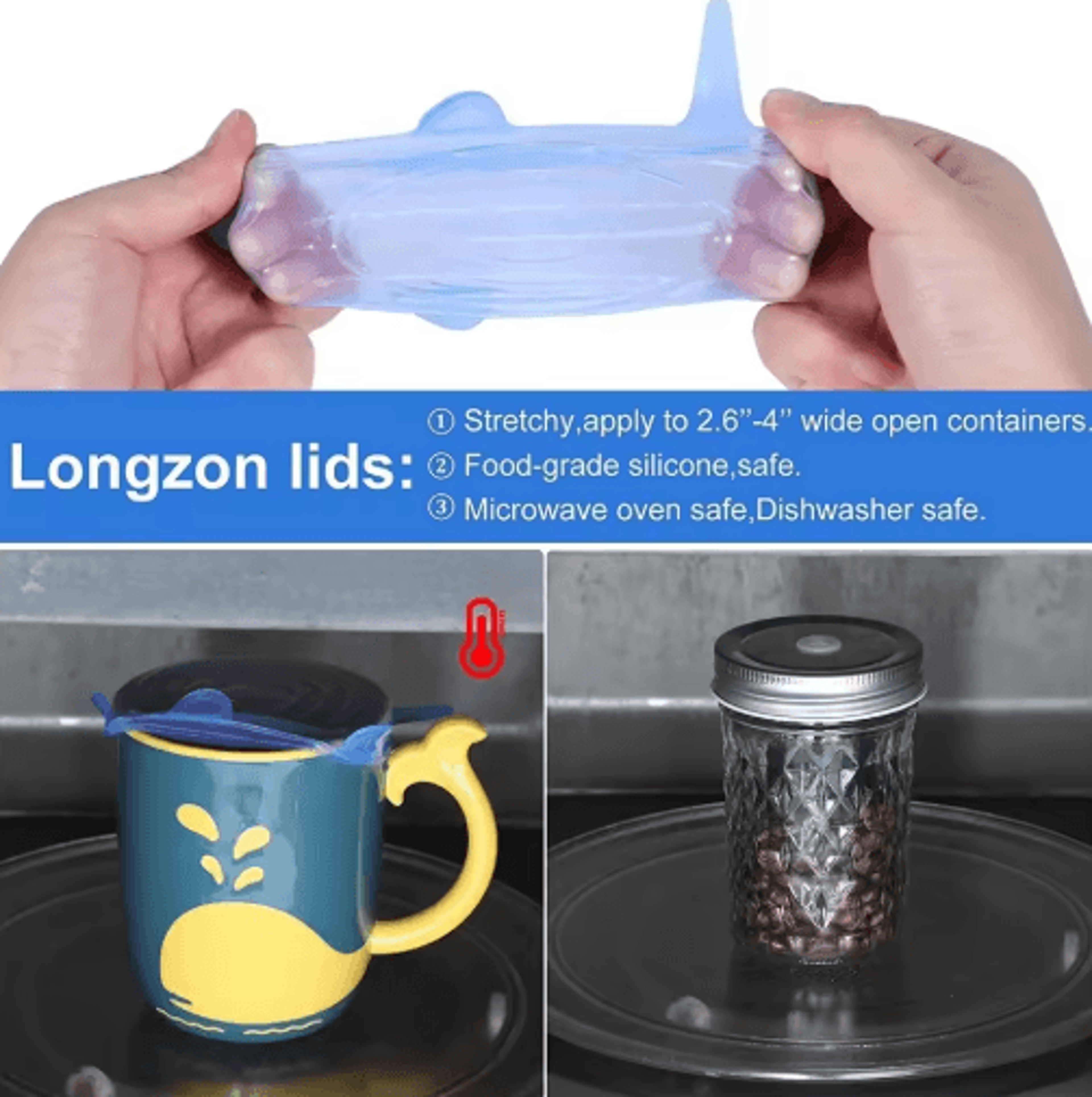 Reusable Silicone Stretch Lids Set For Jars Bowls  Food Storage 11