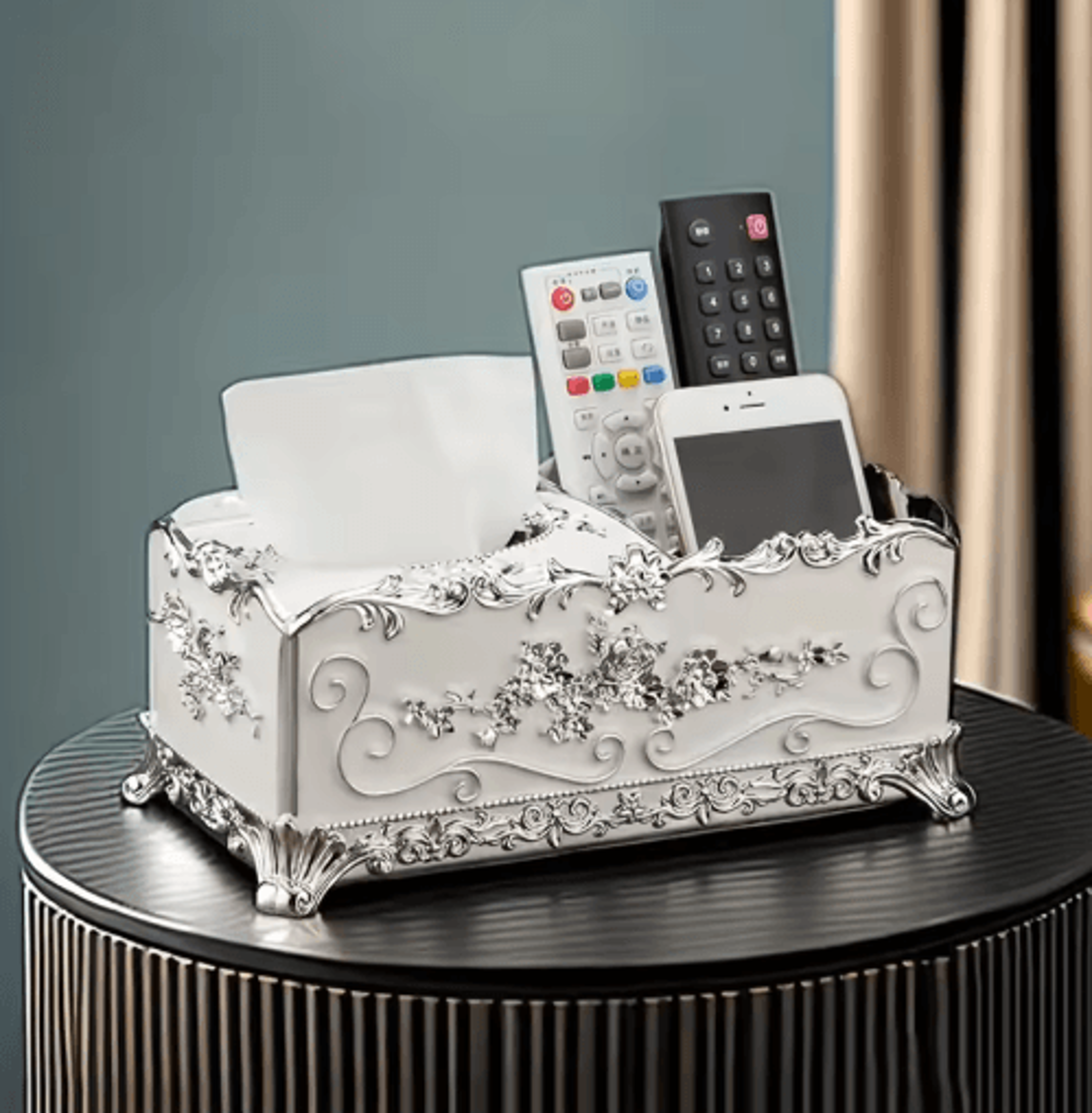 EuropeanStyle Tissue Box With Remote Control  Desktop Storage Organizer 4