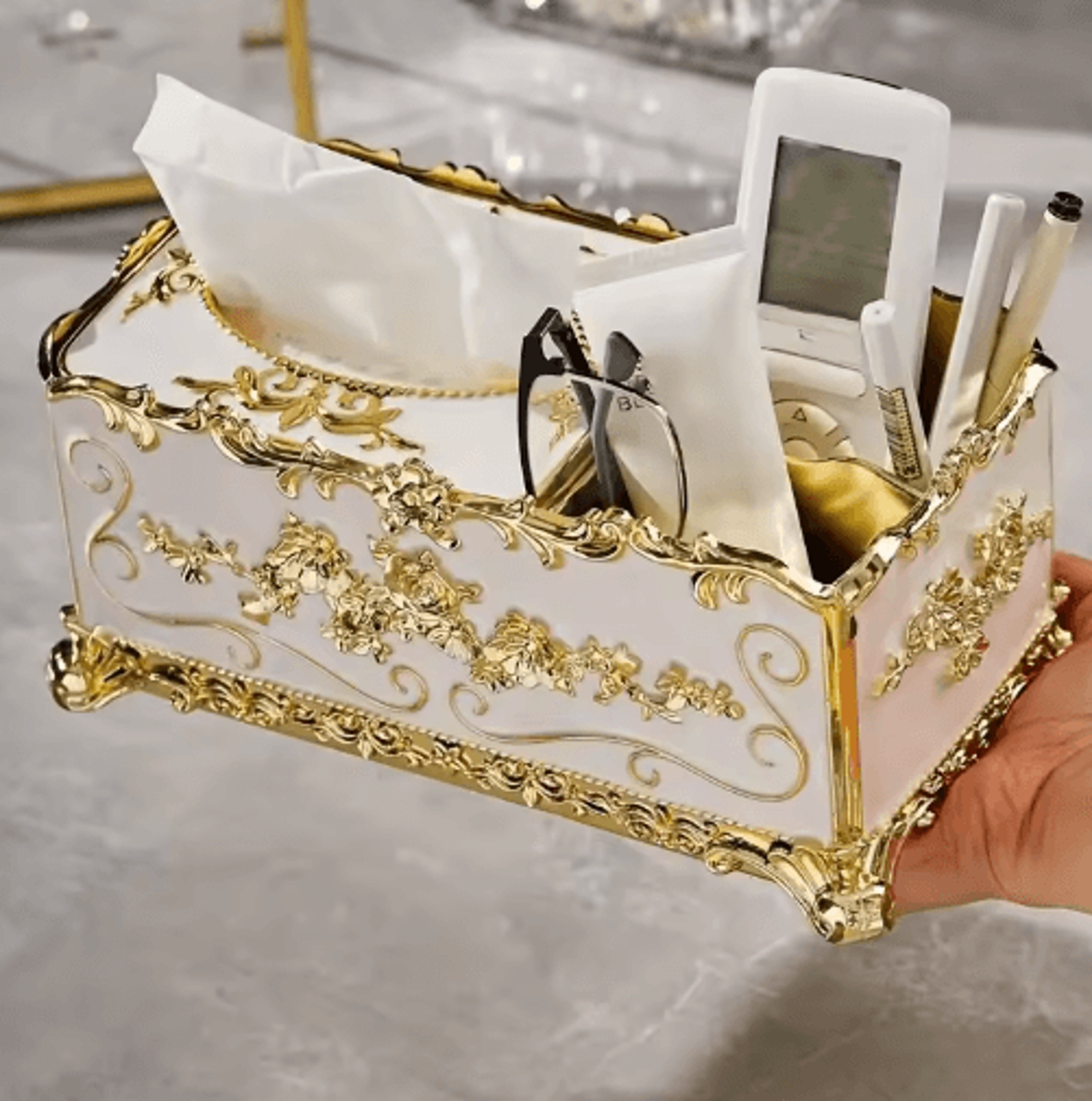 EuropeanStyle Tissue Box With Remote Control  Desktop Storage Organizer 5