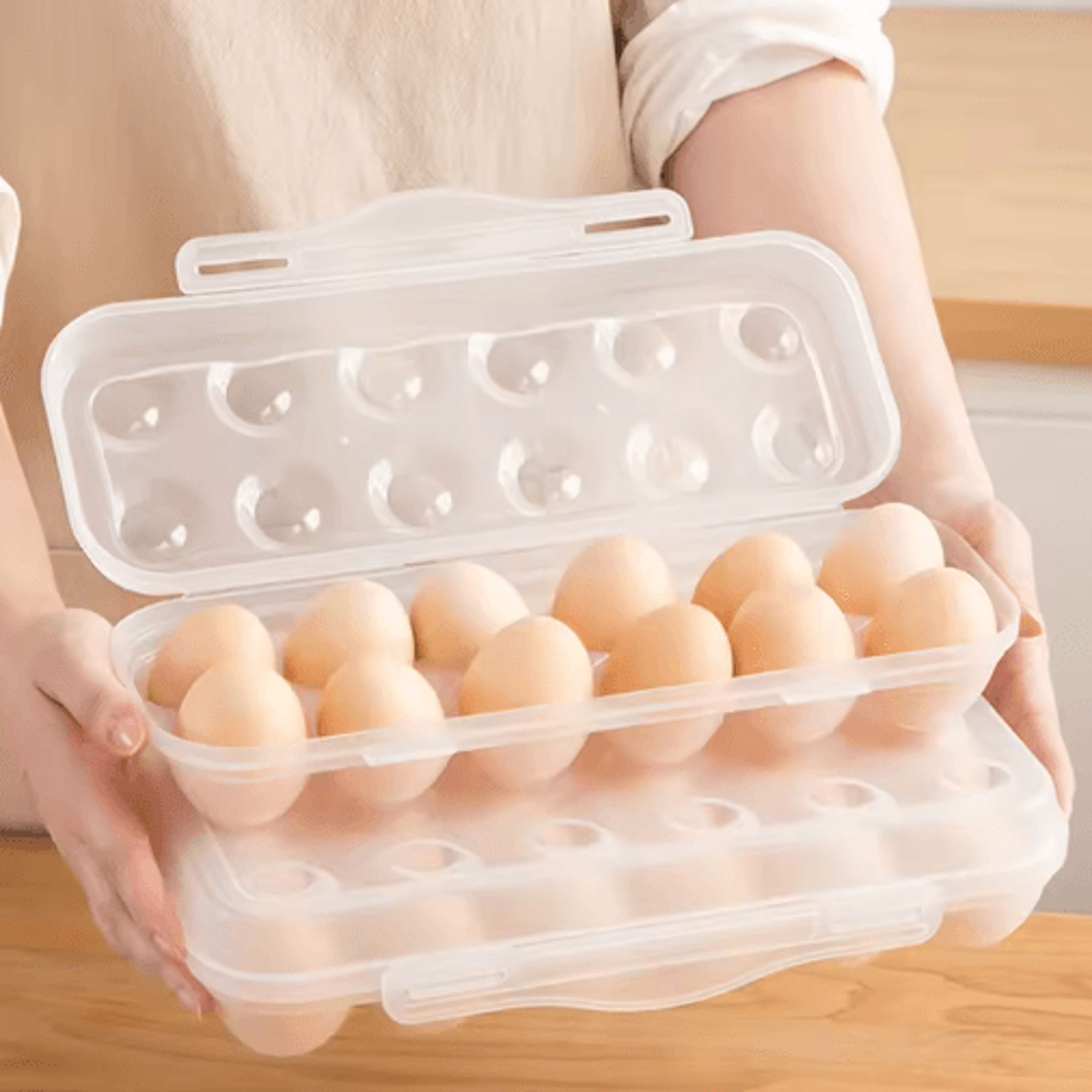 Egg Storage Box With Lid  1218 Grid Refrigerator Egg Organizer Tray 7