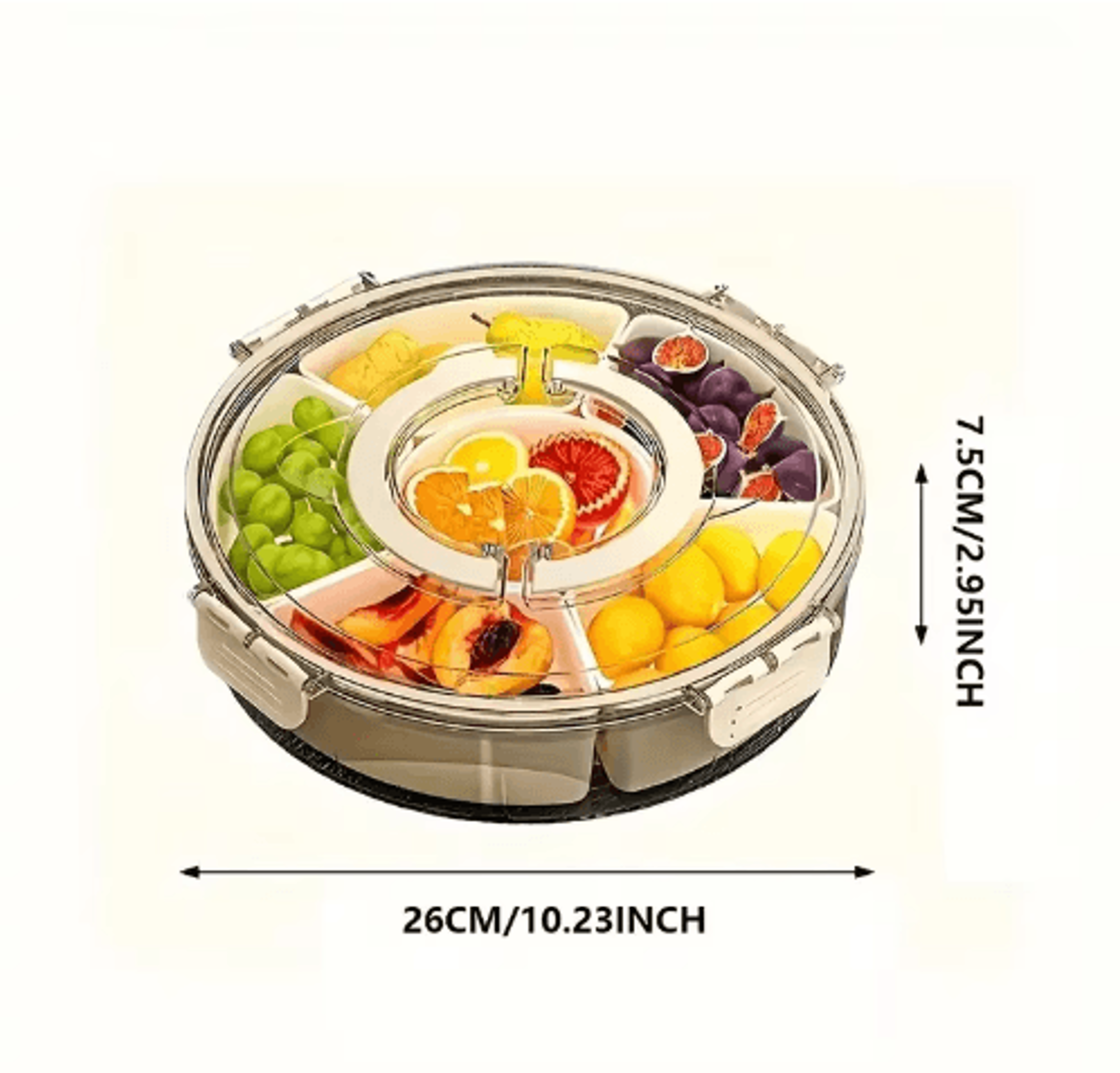 Rotating Snack Serving Tray With Lid  Handle For Fruits Charcuterie  Party Snacks 5