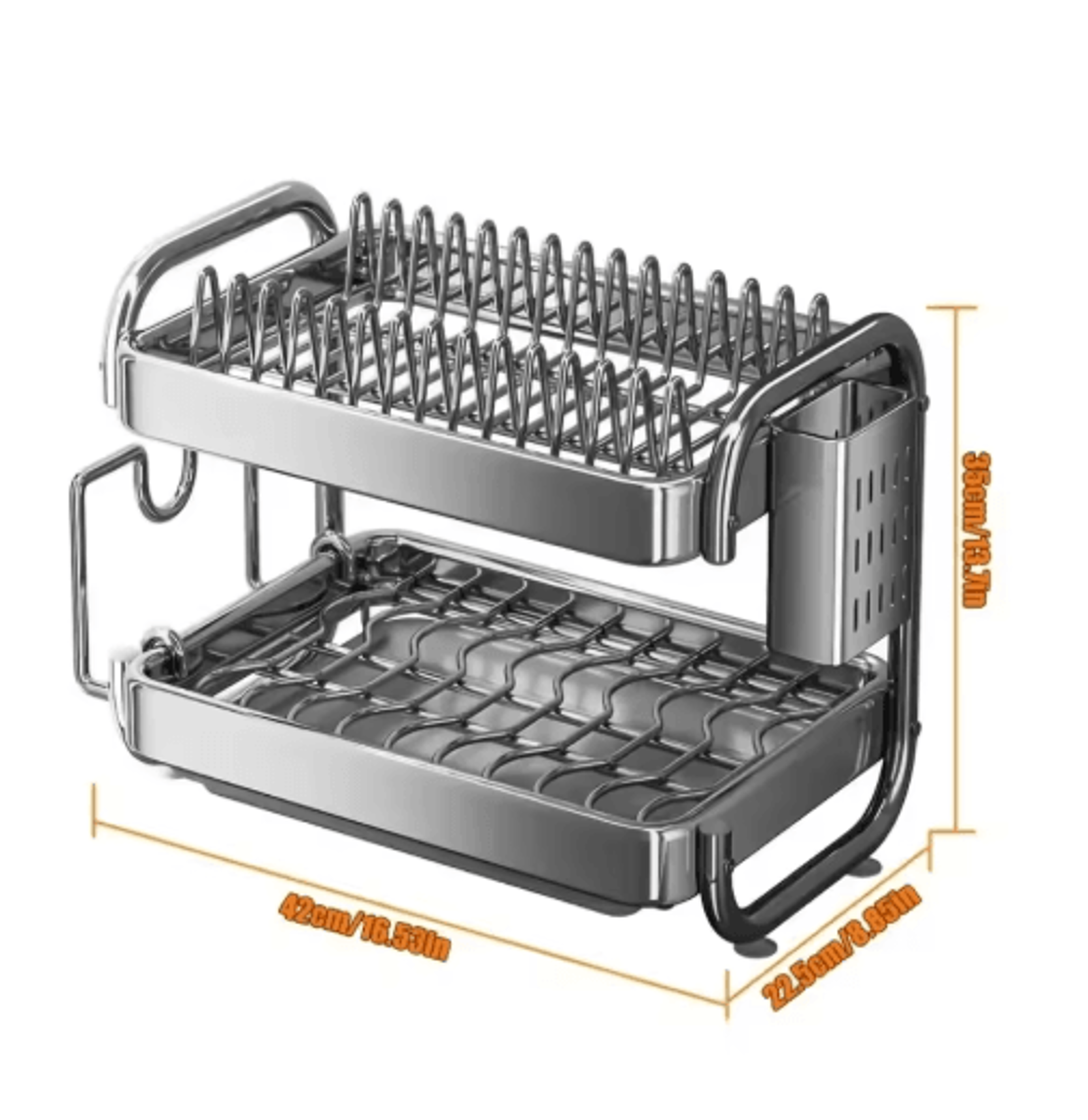 Stainless Steel MultiTier Dish Drying Rack With LargeCapacity Storage 3