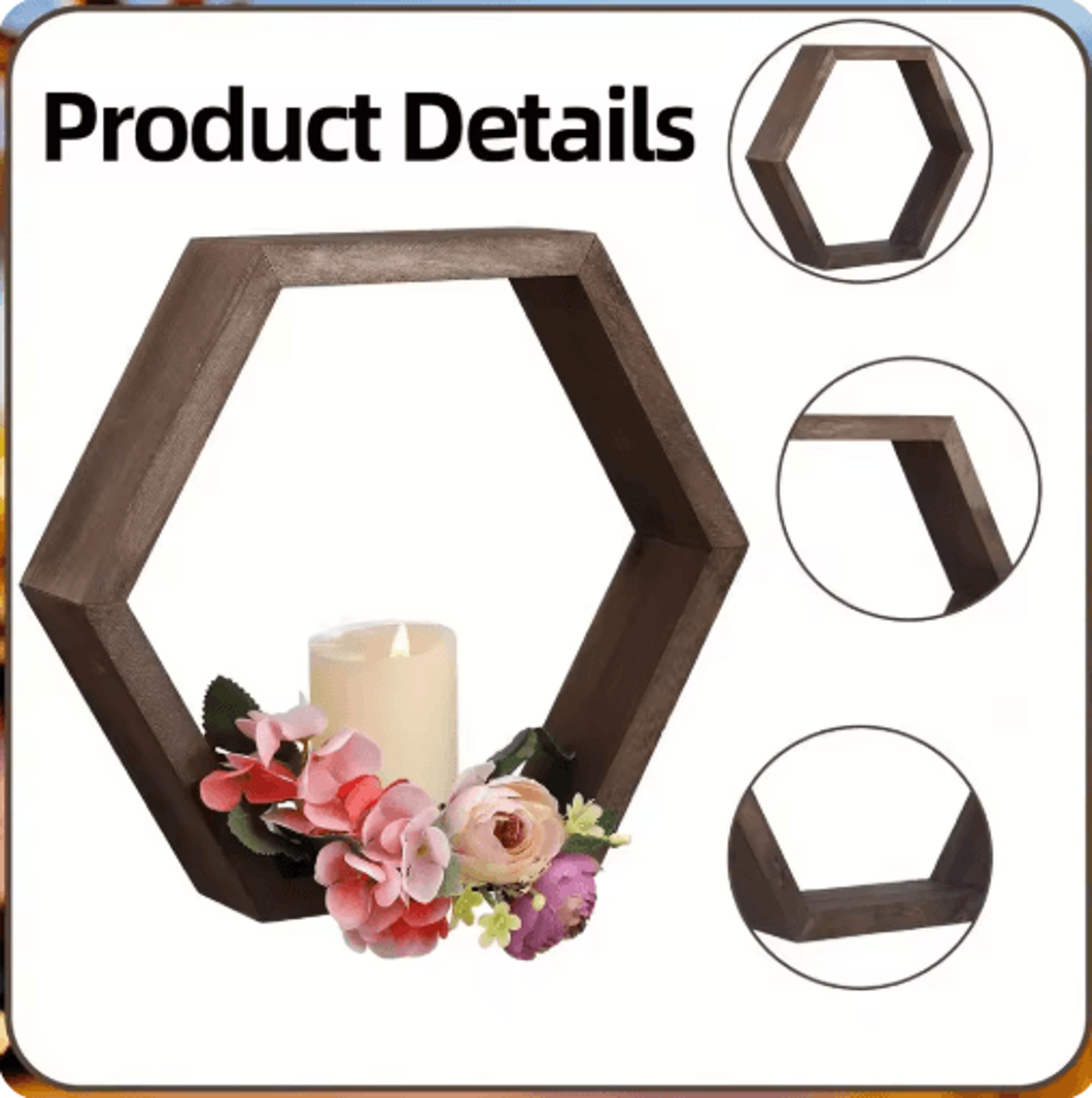 Hexagon Floating Wall Shelf For Stylish Home Storage  Decor 7