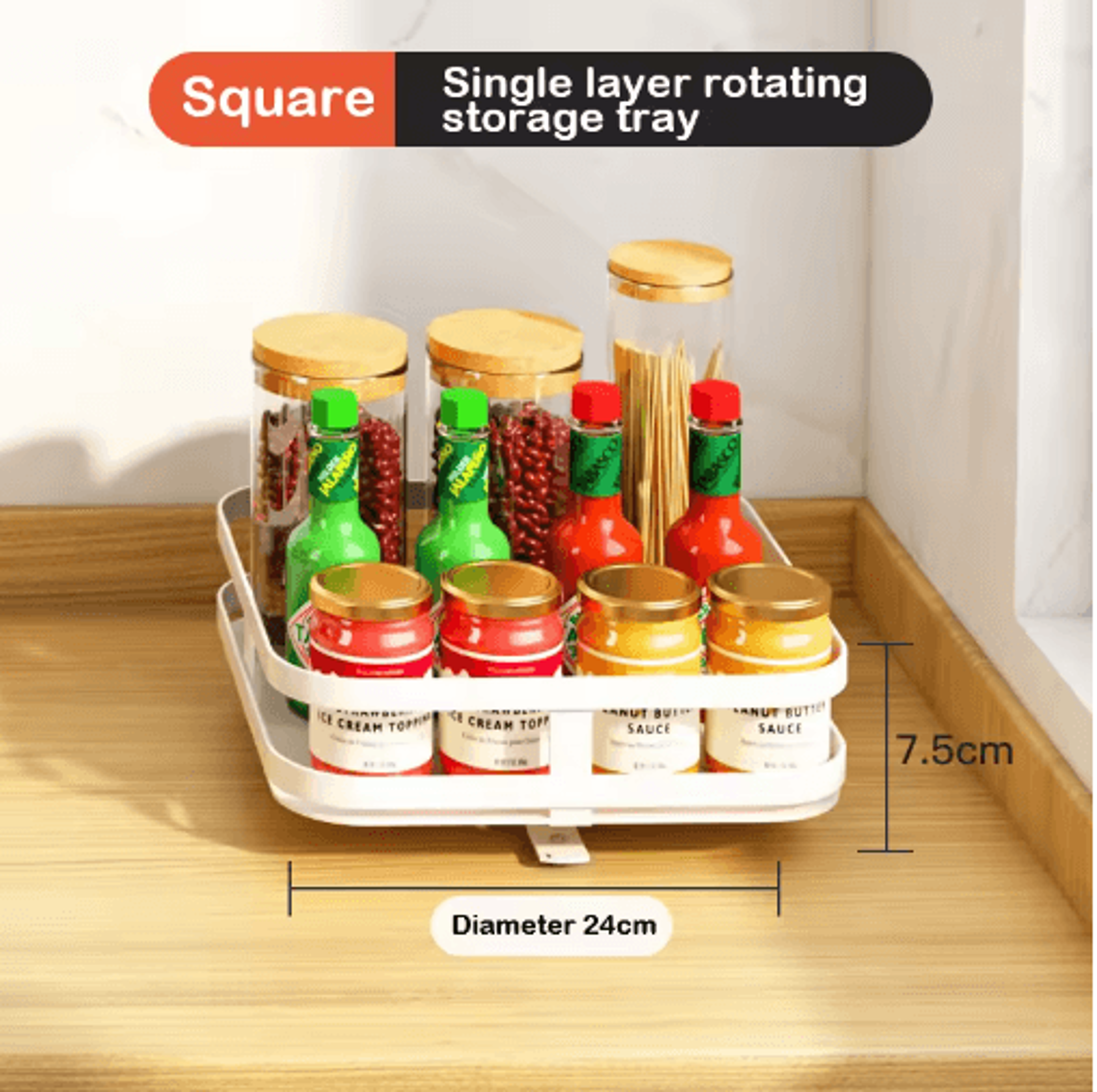 360 Rotating Kitchen Spice Rack Organizer For Countertop  Cabinet Storage 3