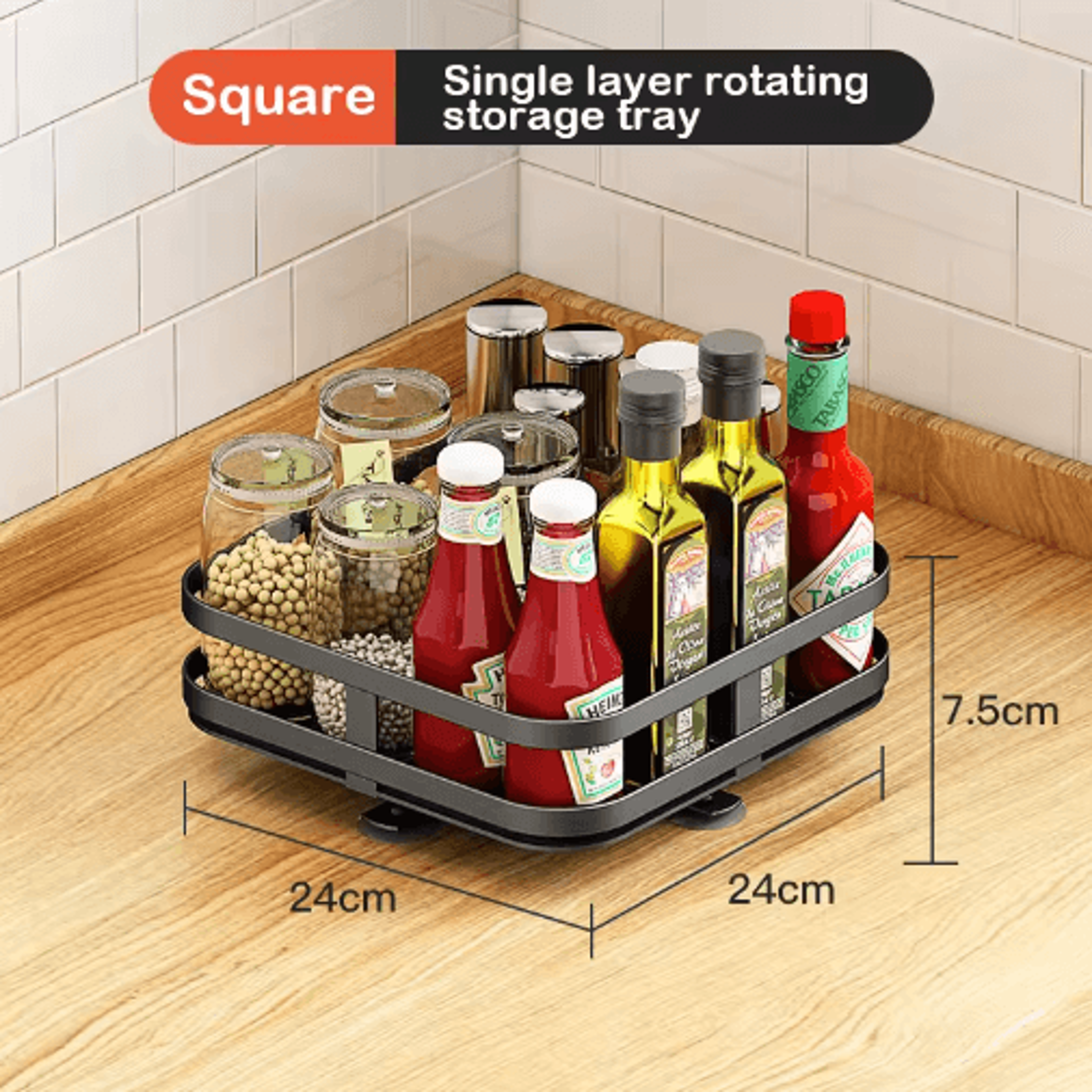 360 Rotating Kitchen Spice Rack Organizer For Countertop  Cabinet Storage 9