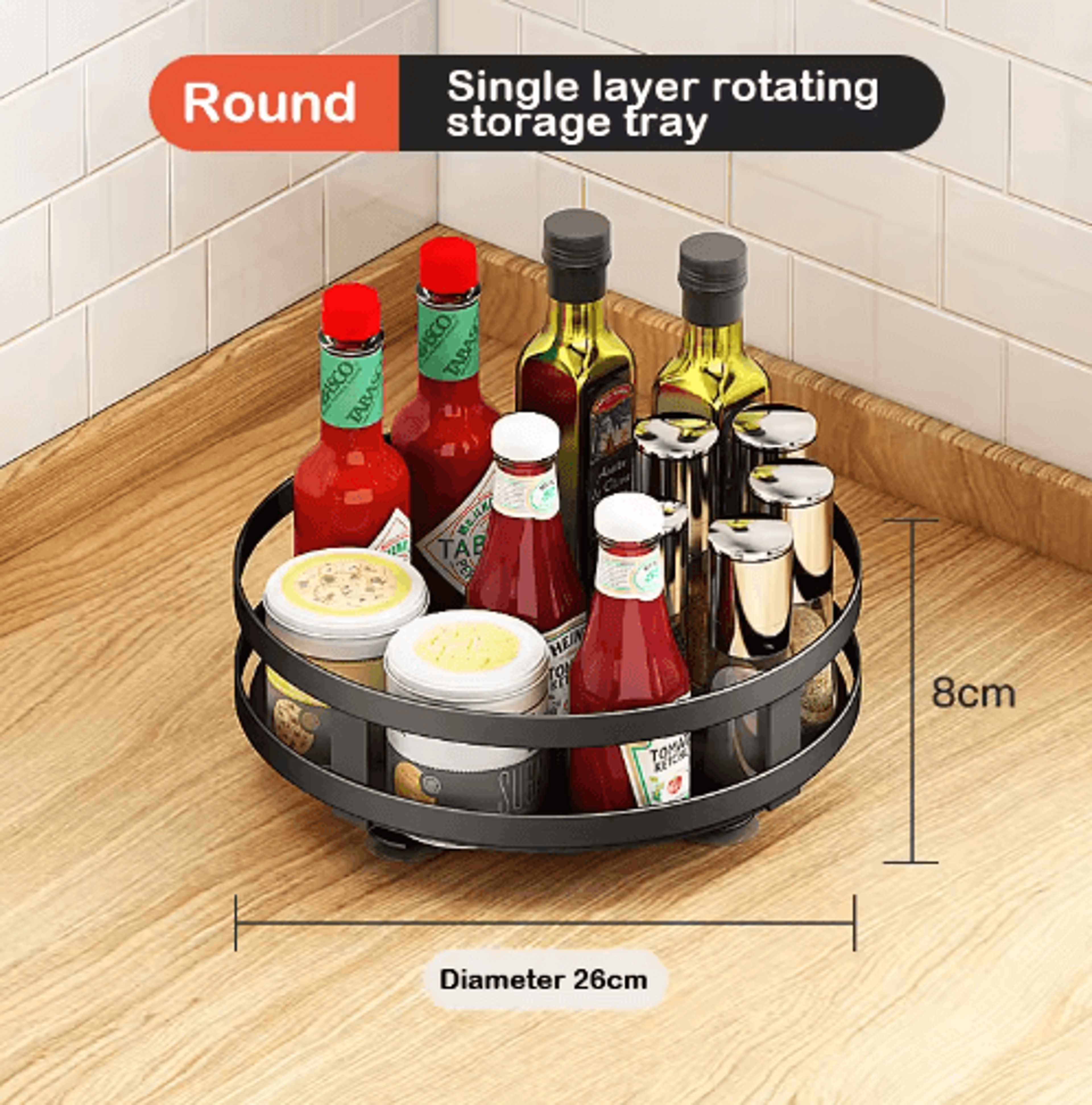 360 Rotating Kitchen Spice Rack Organizer For Countertop  Cabinet Storage 12
