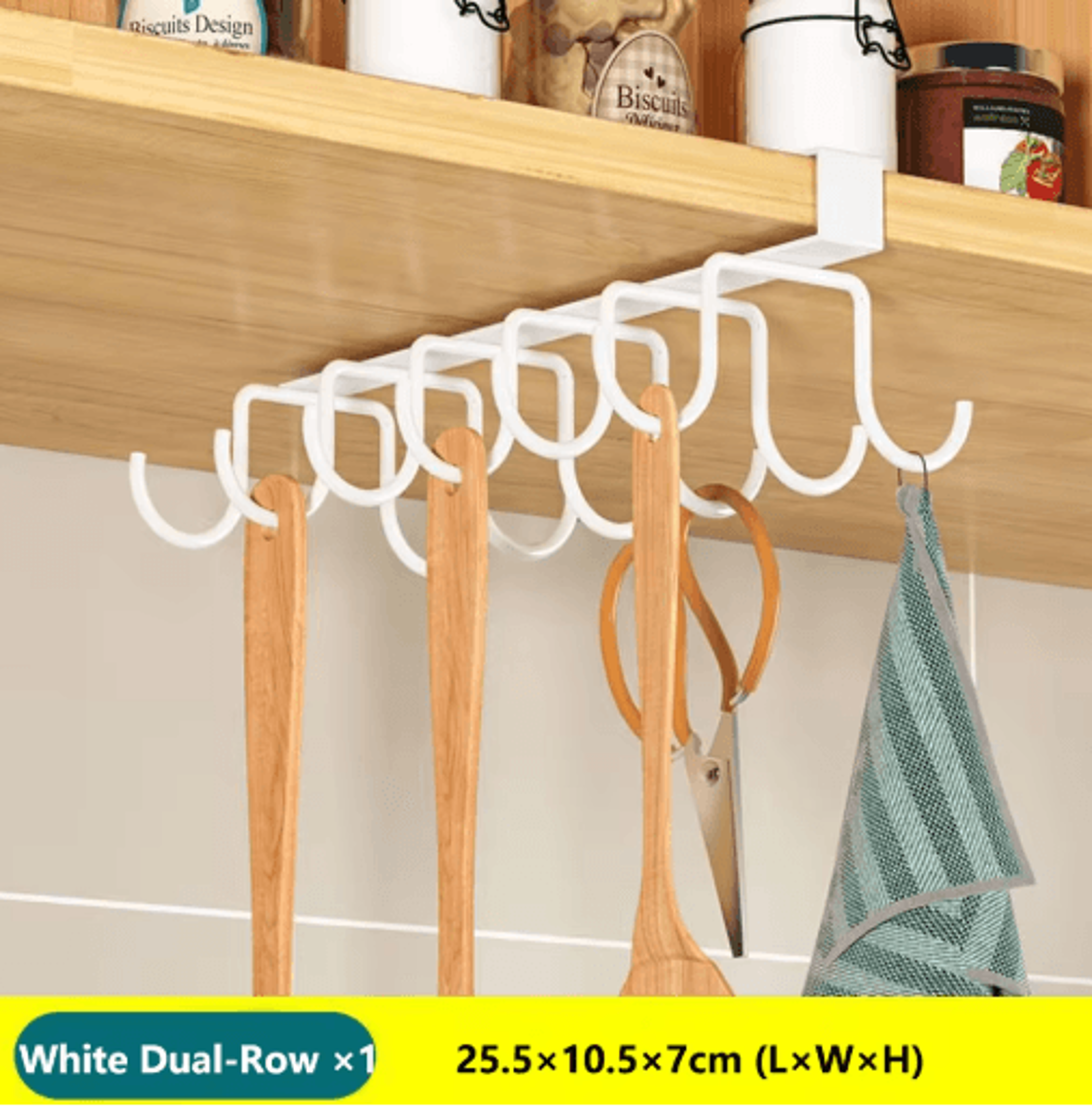 Under Cabinet Kitchen Organizer Rack With Hooks For Paper Towels Cutting Boards  Pot Lids 6
