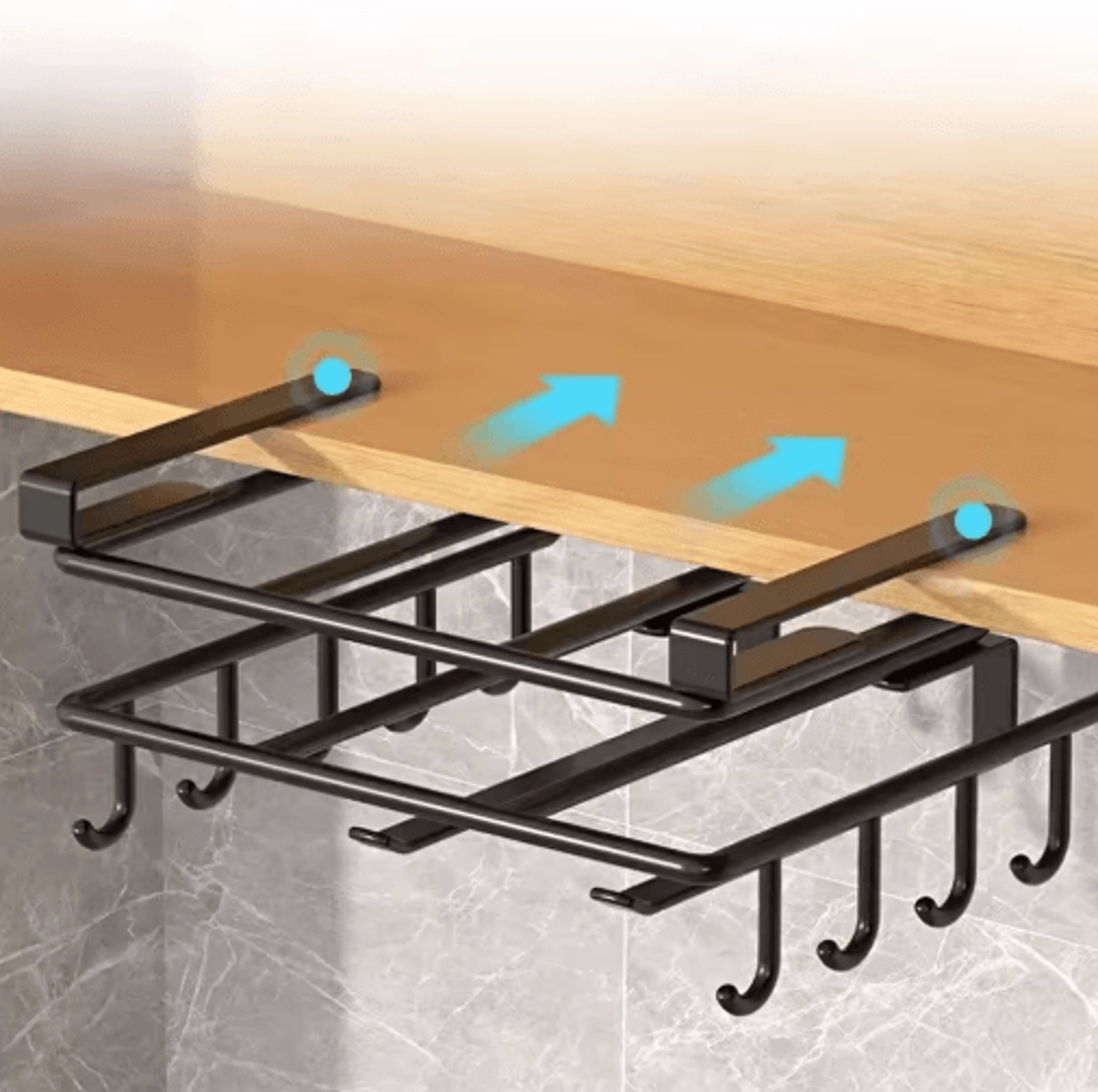 Under Cabinet Kitchen Organizer Rack With Hooks For Paper Towels Cutting Boards  Pot Lids 9