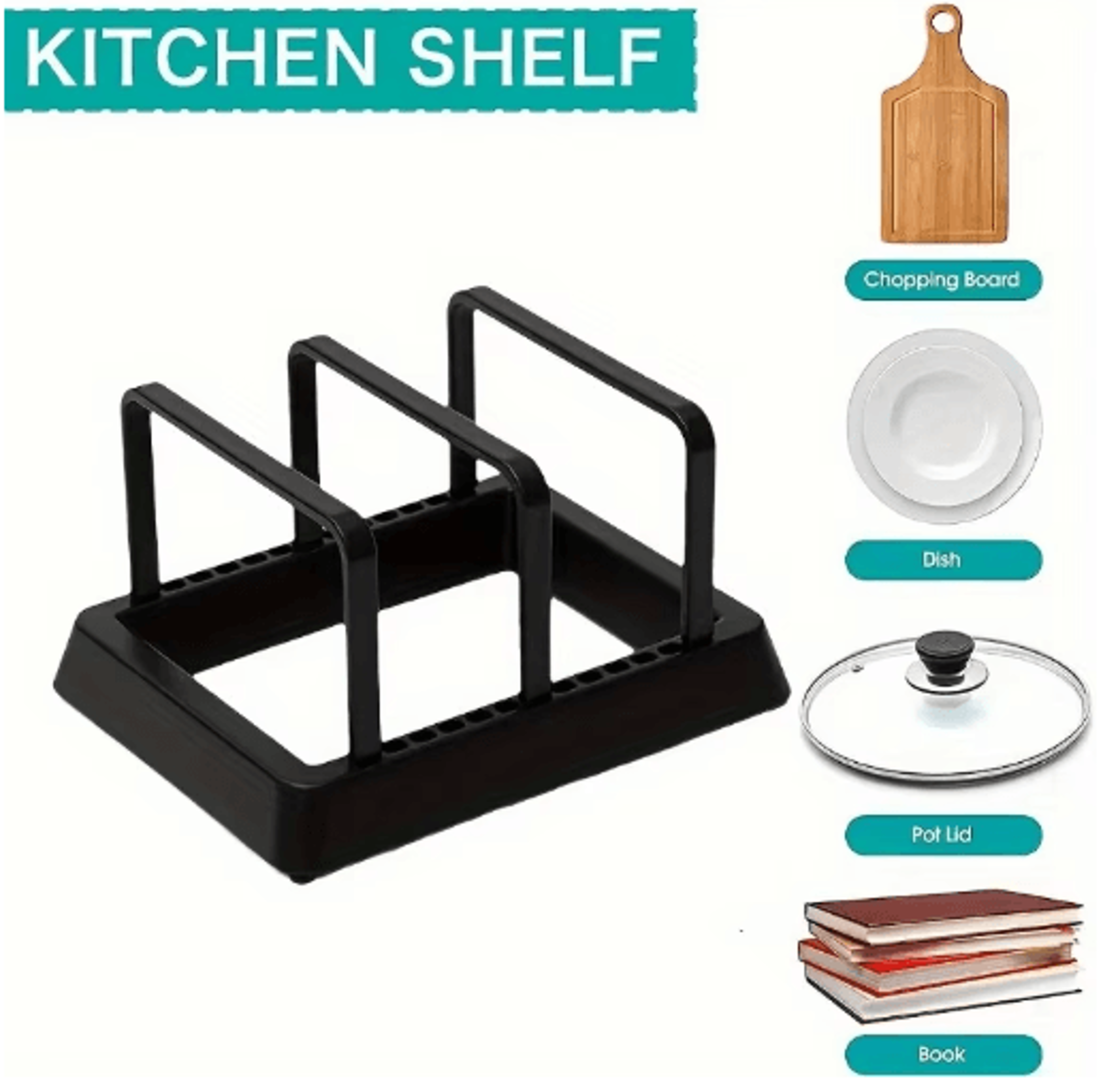Adjustable Kitchen Pot  Pan Organizer Rack Dish Plate Storage Stand 5