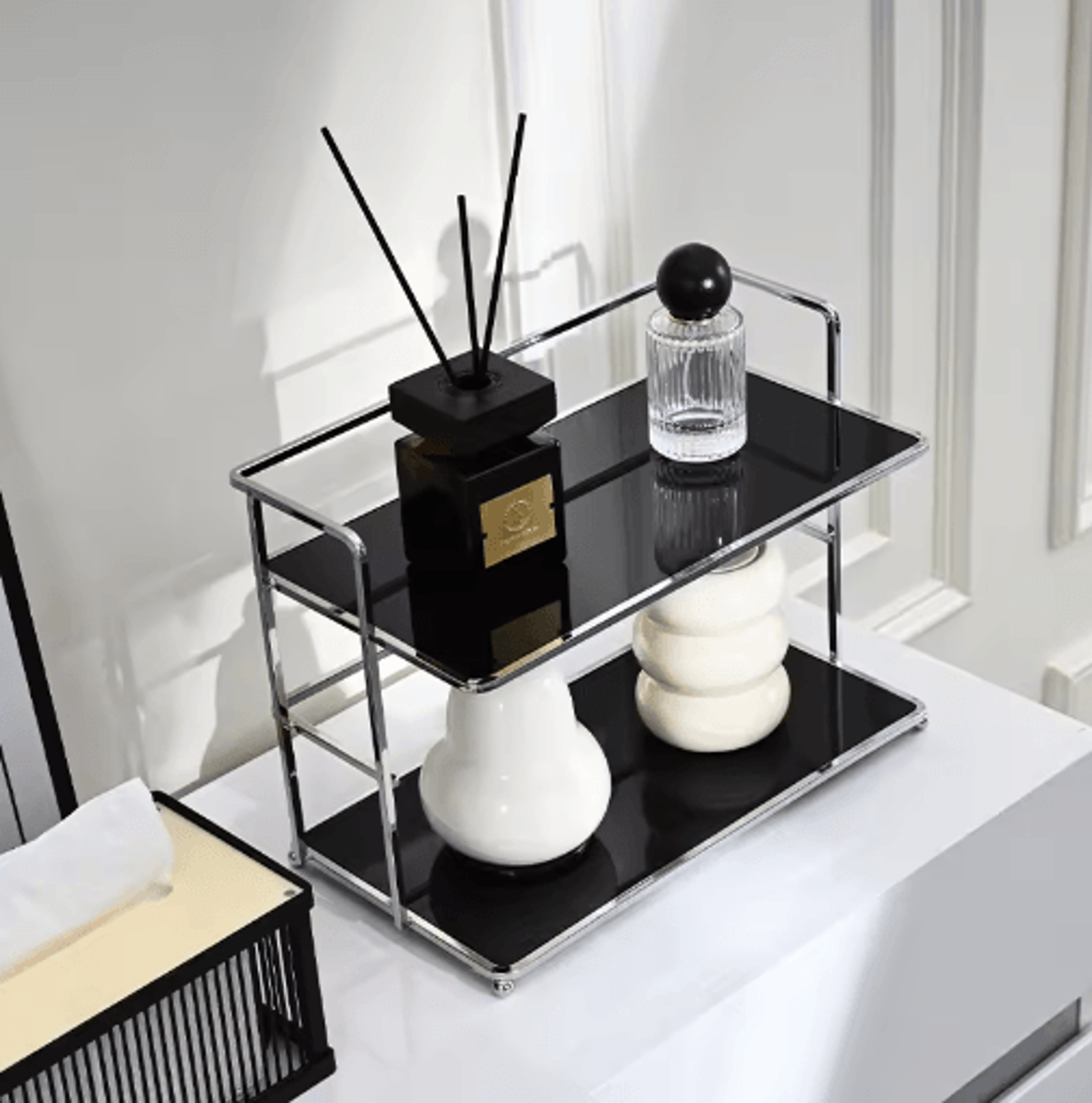 DoubleLayer Acrylic Desktop Storage Rack Multifunctional Cup  Cosmetic Organizer 3