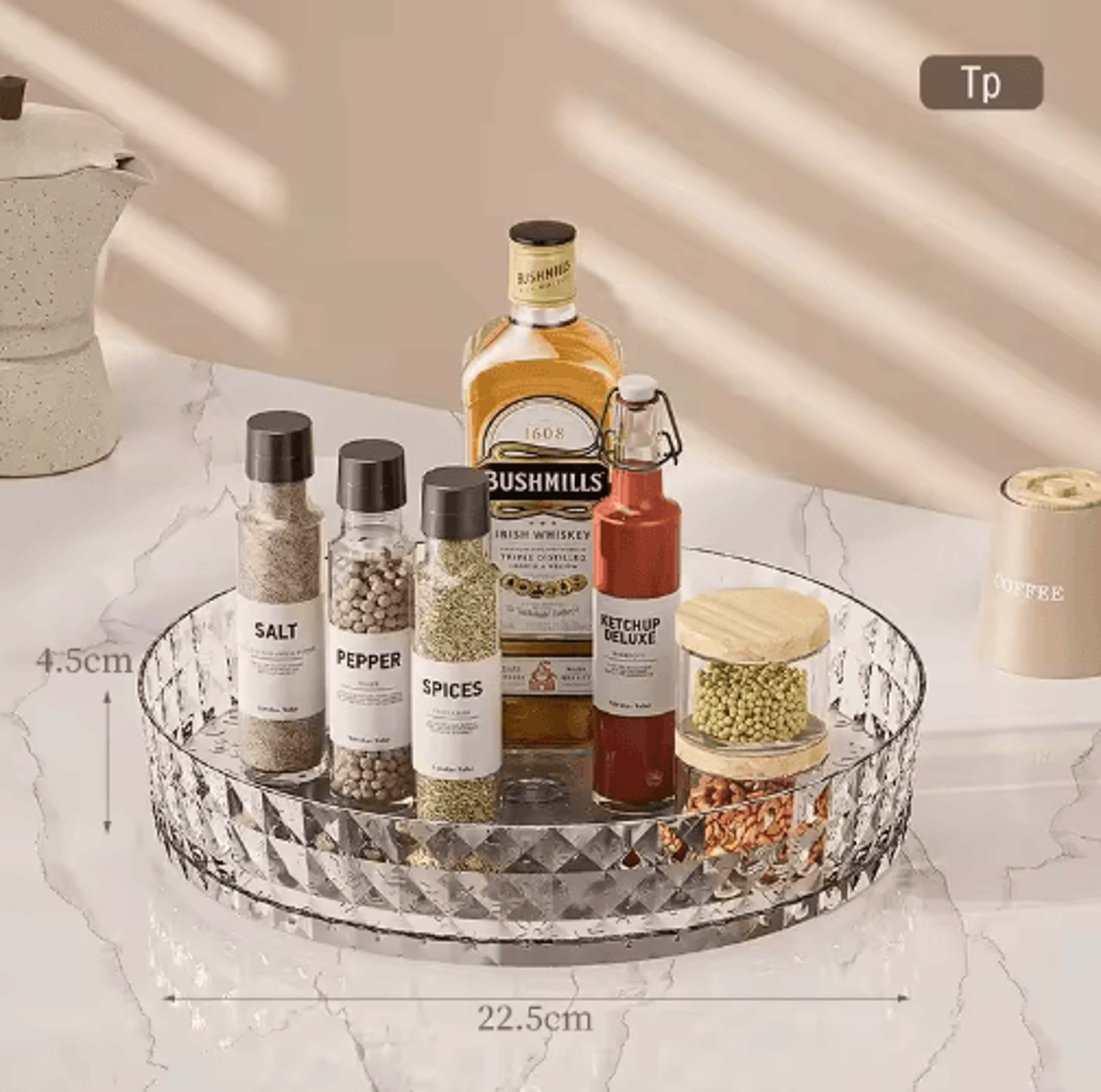360 Rotating Spice Rack Organizer  NonSlip Kitchen  Cosmetic Storage Tray 1