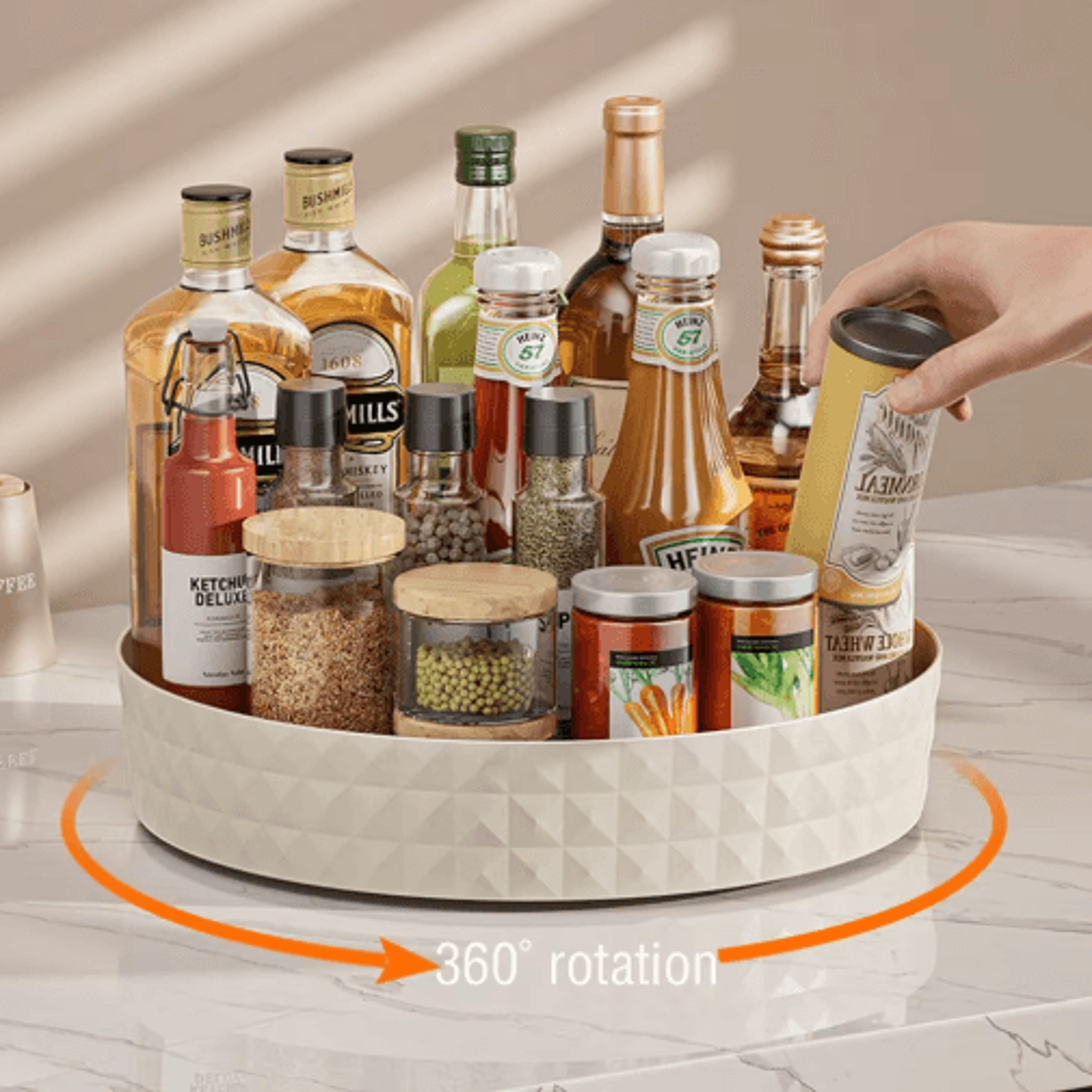 360 Rotating Spice Rack Organizer  NonSlip Kitchen  Cosmetic Storage Tray 0