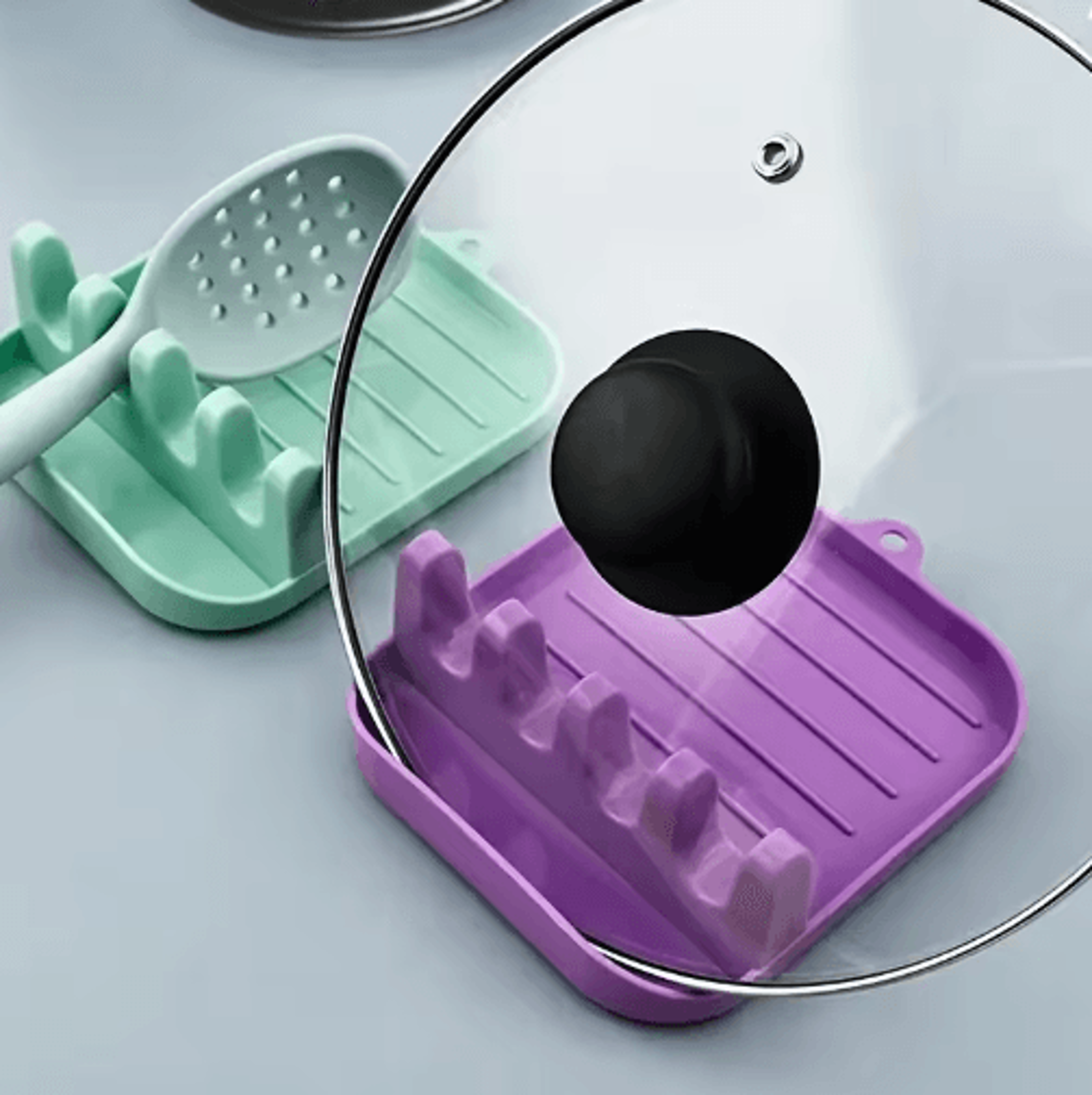 AllinOne Spoon Rest  Pot Lid Organizer Kitchen Utensil Holder 7