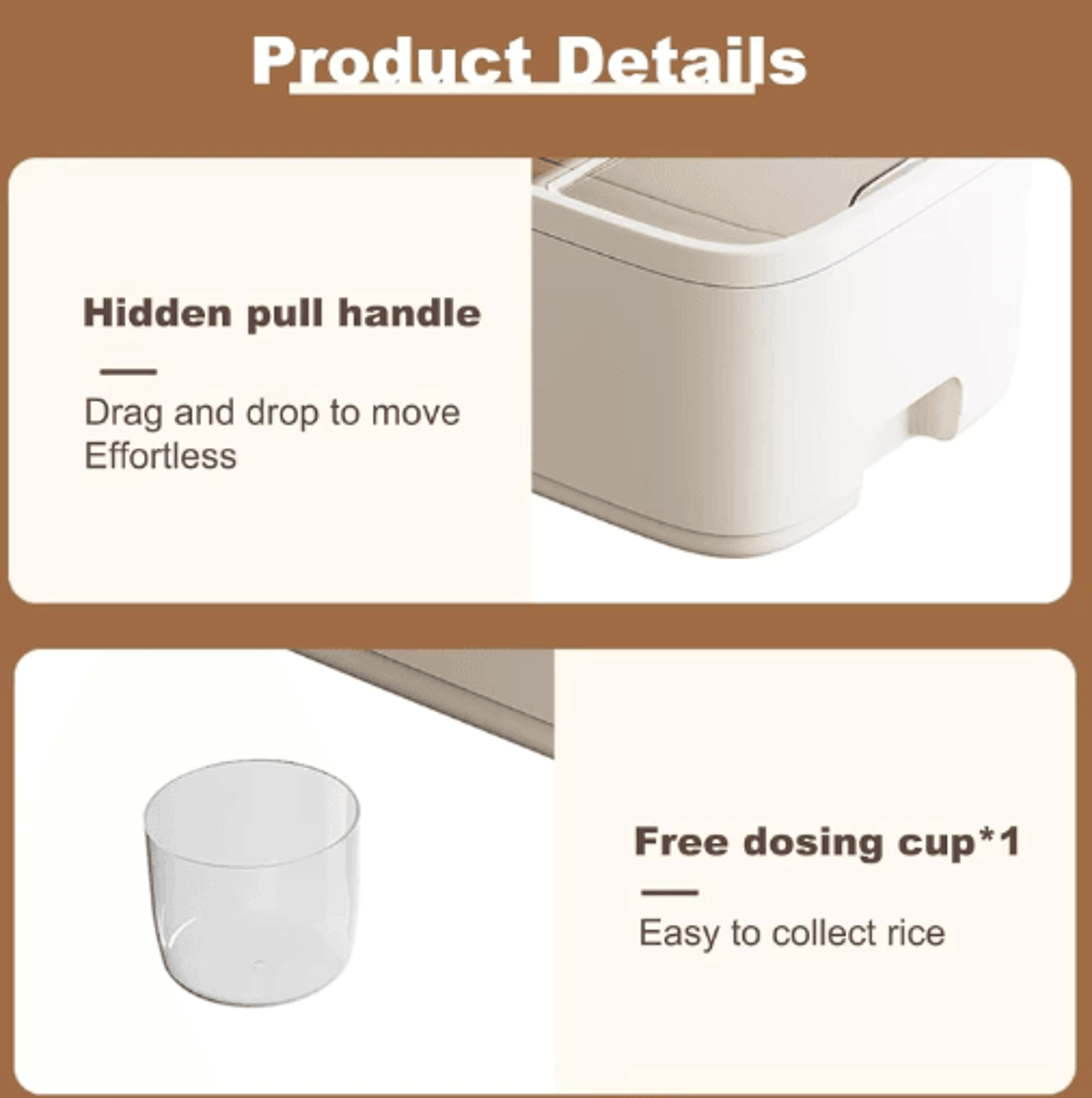 Large Capacity Airtight Grain Storage Container  Rice Storage Bin With Measuring Cup 5
