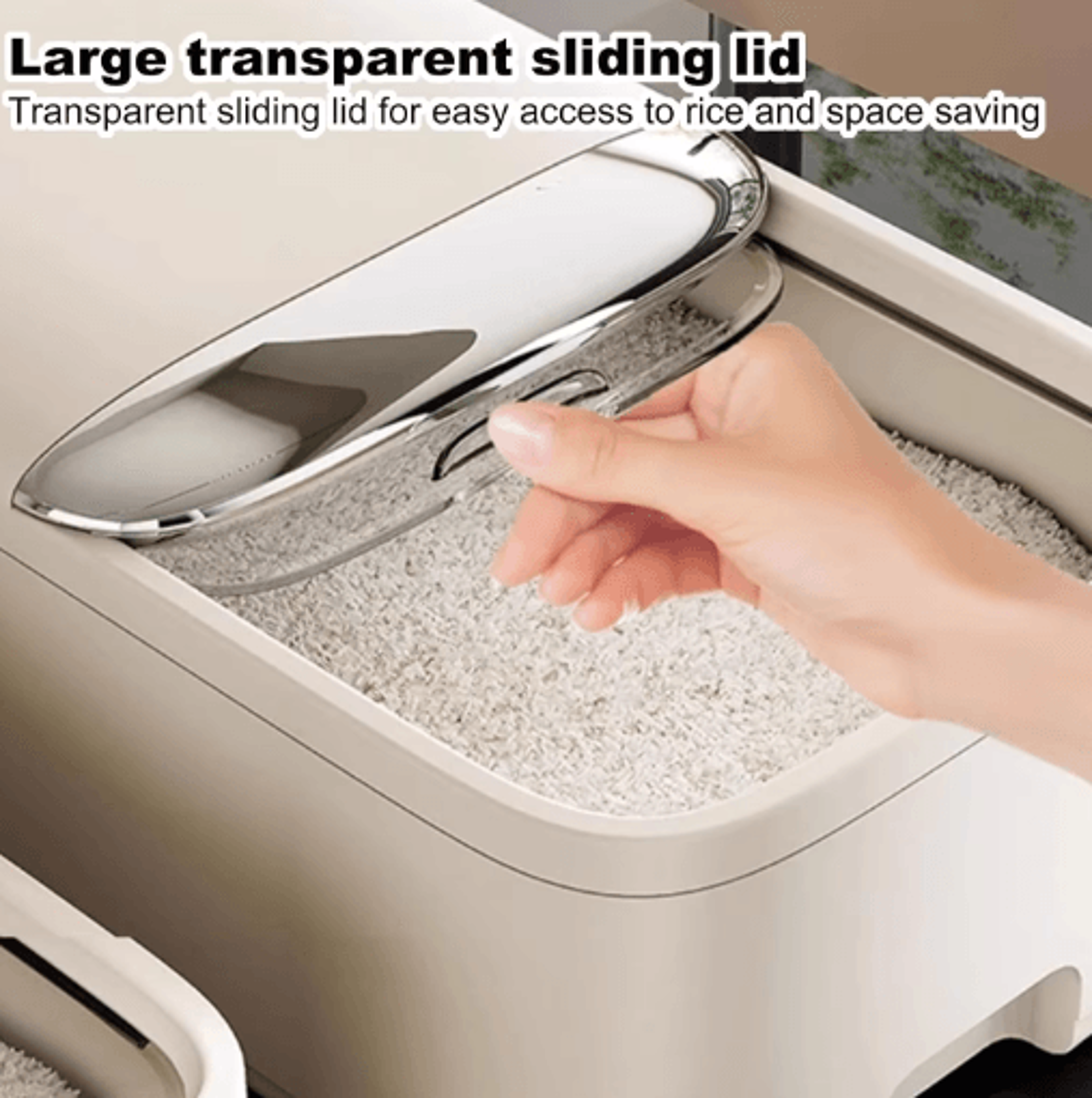 Large Capacity Airtight Grain Storage Container  Rice Storage Bin With Measuring Cup 8