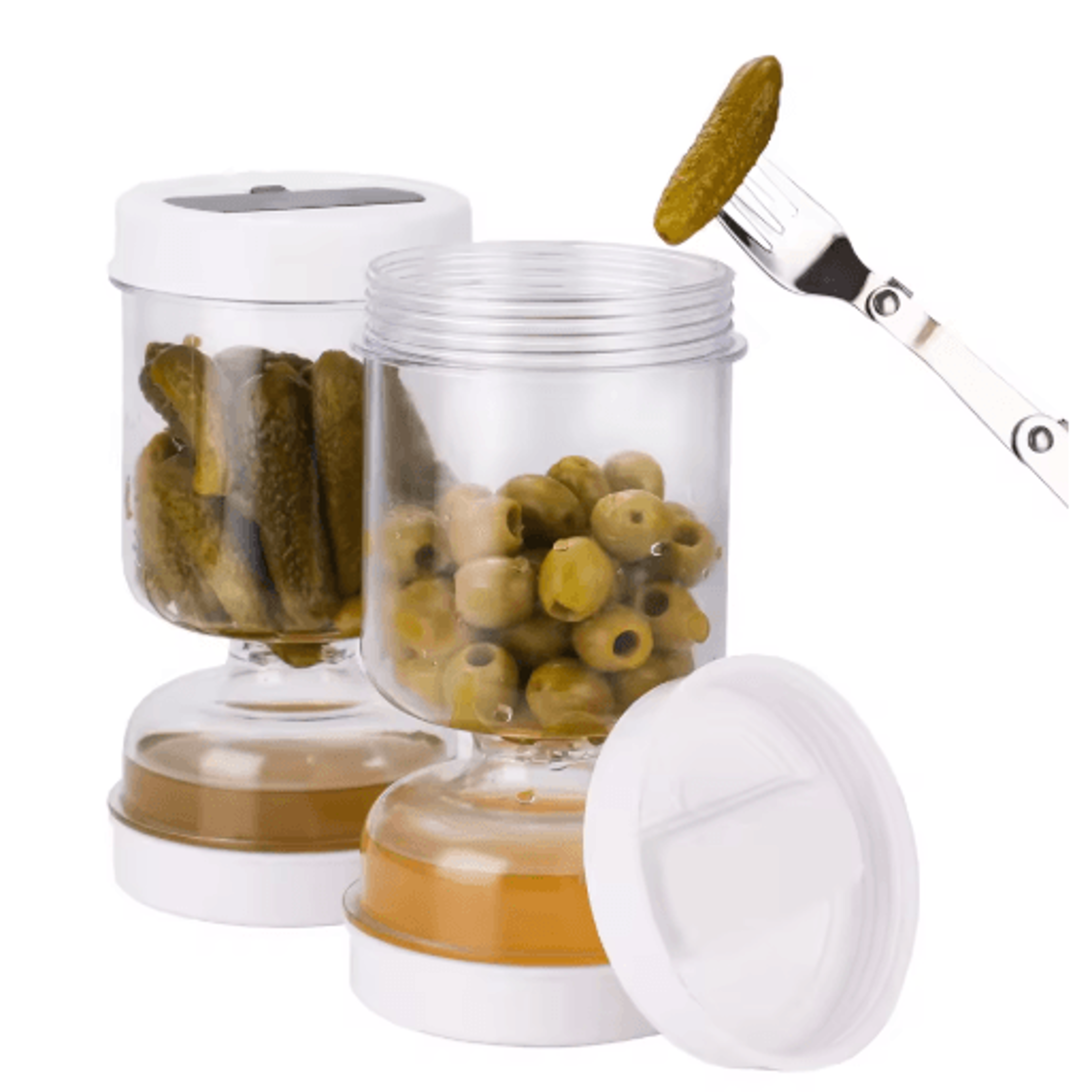 Olive  Pickle Strainer Jar  Flip Hourglass Airtight Food Storage Container 1