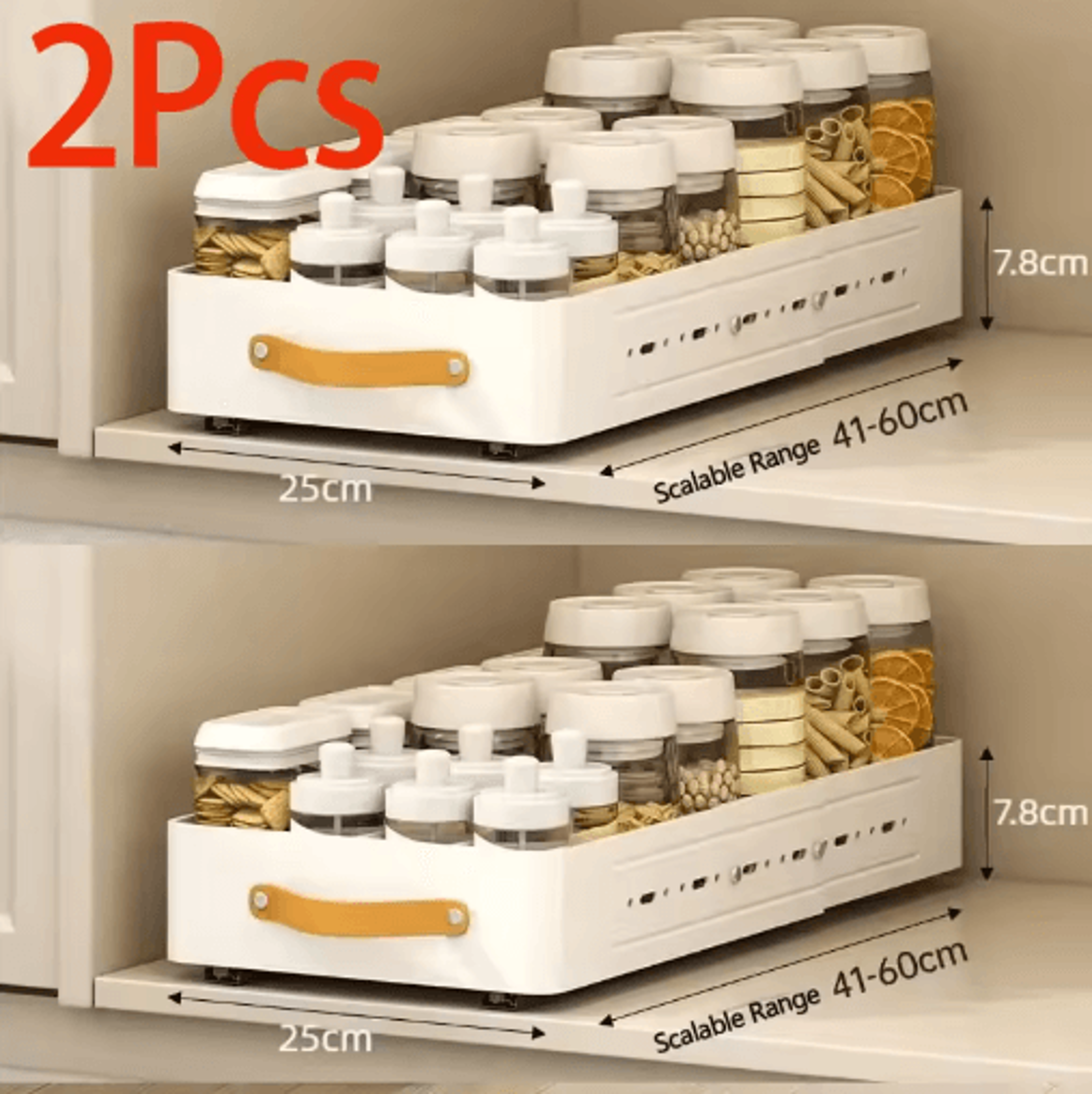 Expandable PullOut Cabinet Organizer  Sliding Kitchen Storage Shelf For Spices  Pantry Items 4