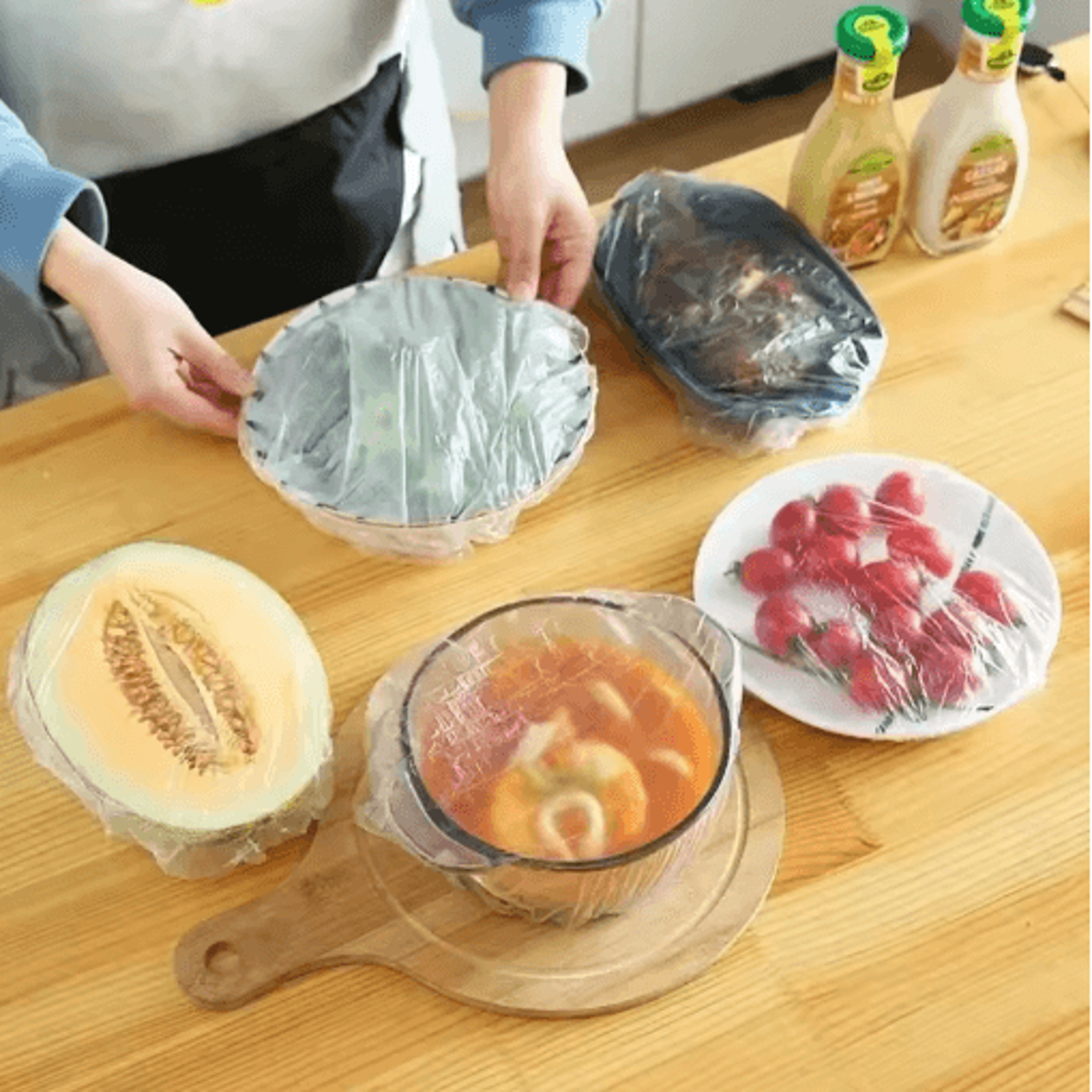 Disposable Elastic Food Covers  Stretch Plastic Wrap For Bowls Fruits  Food Storage 2