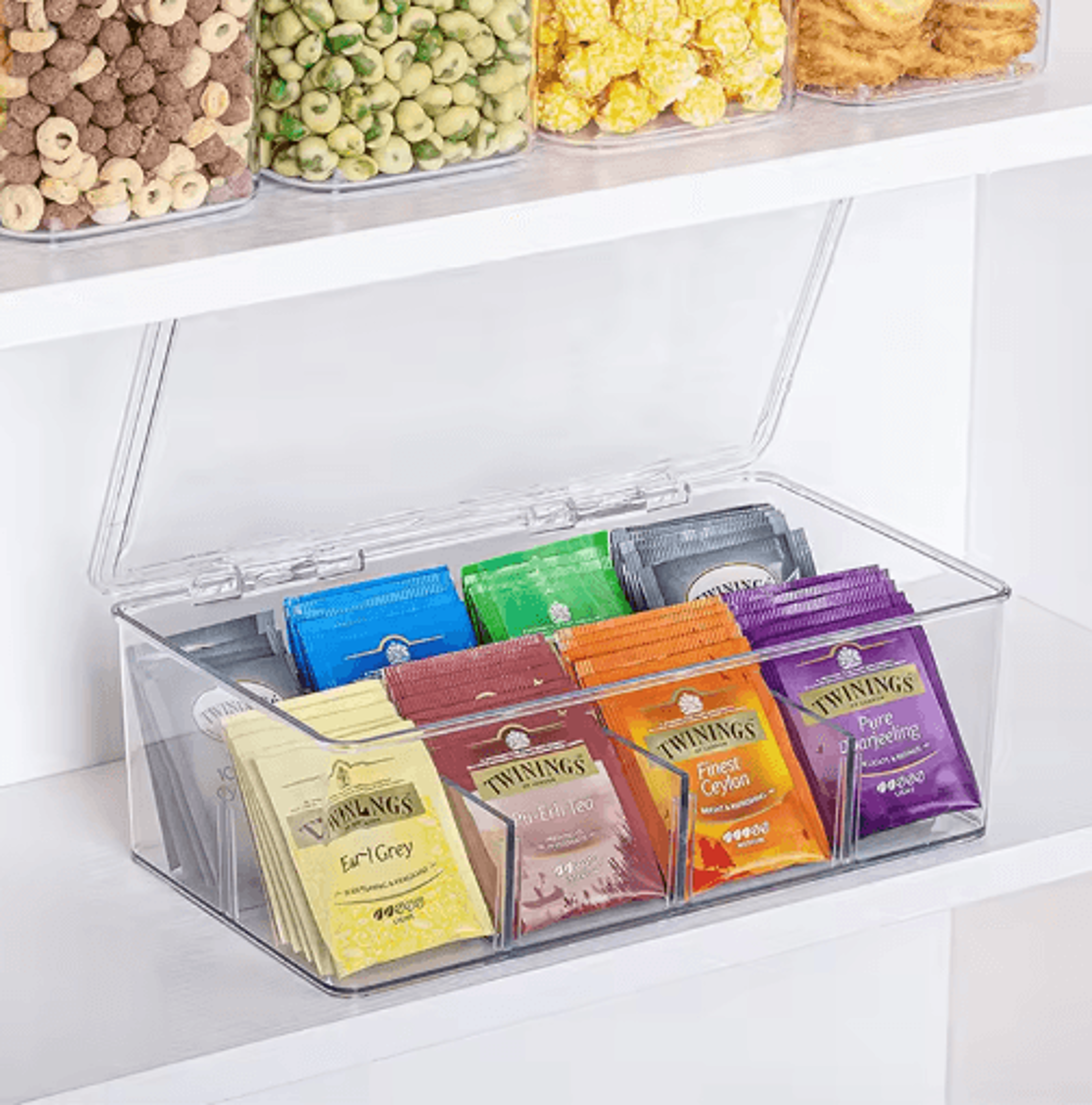 Acrylic Transparent Tea Bag Storage Box With Lid  MultiCompartment Tea Bag Organizer  Coffee Condim 4