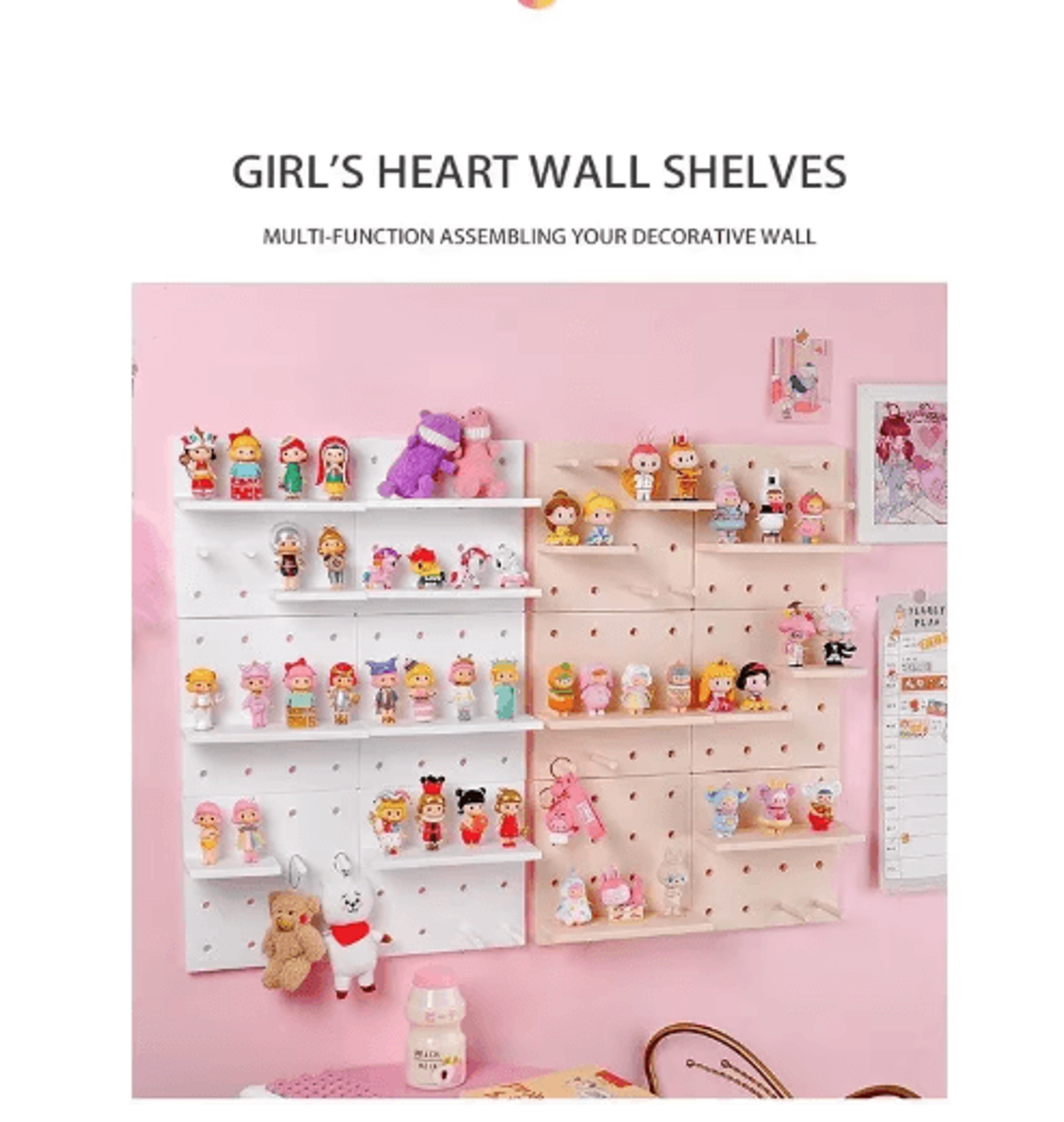 PunchFree Pegboard Wall Organizer  Modular Display Stand  Wall Storage Shelf For Home Organization 10
